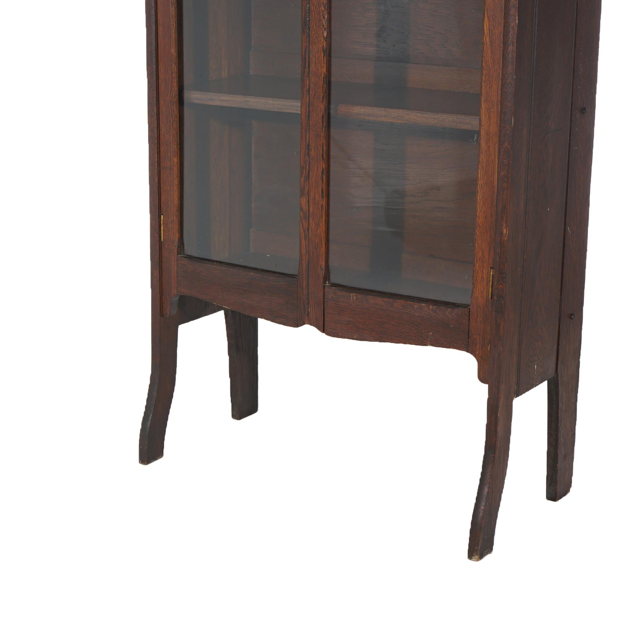 Antique Oak Folding Two-Door Bookcase C1920 In Good Condition In Big Flats, NY