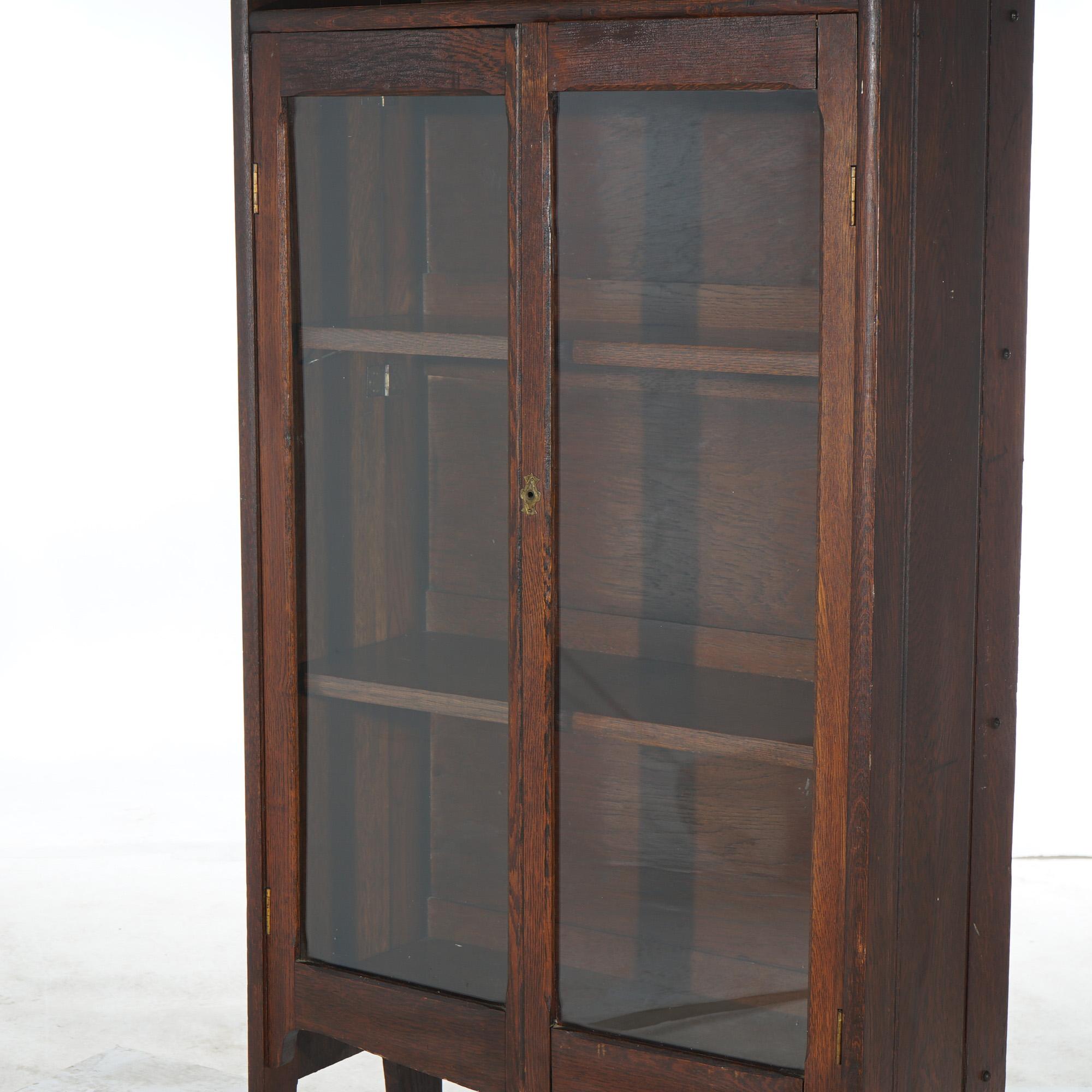 20th Century Antique Oak Folding Two-Door Bookcase C1920