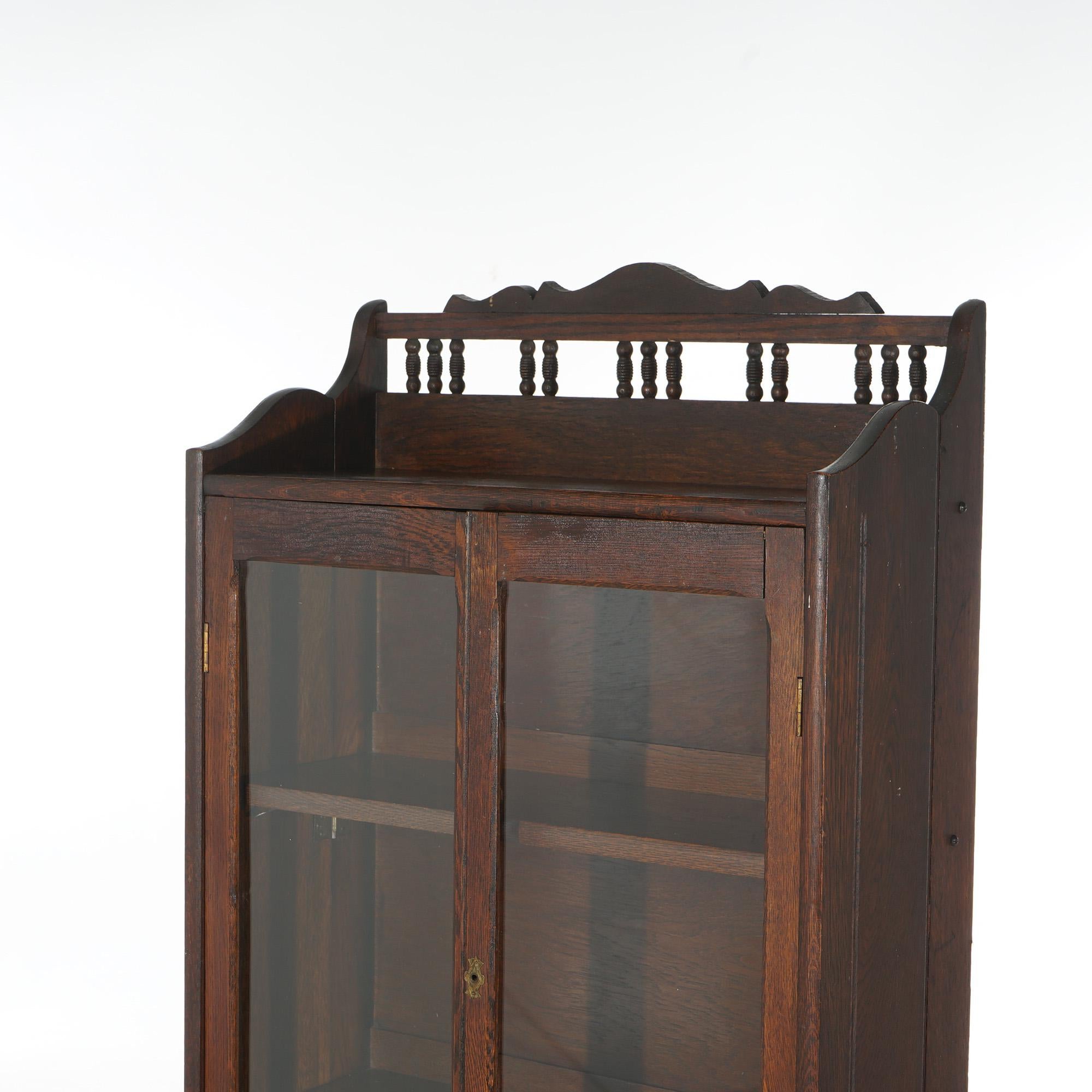 Antique Oak Folding Two-Door Bookcase C1920 1