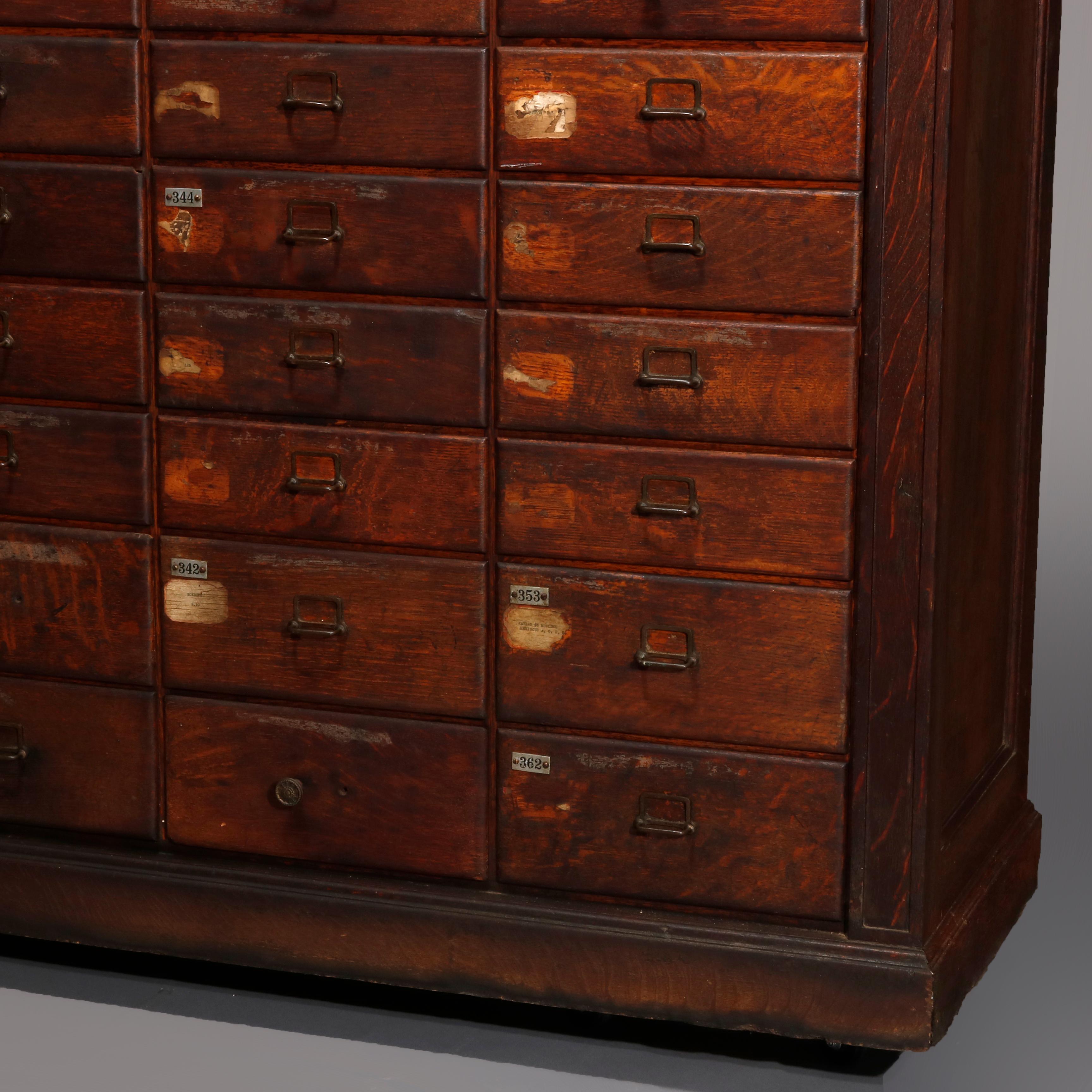 Antique Oak Forty-Drawer Country Store or Library Card Filing Cabinet, C 1900 3