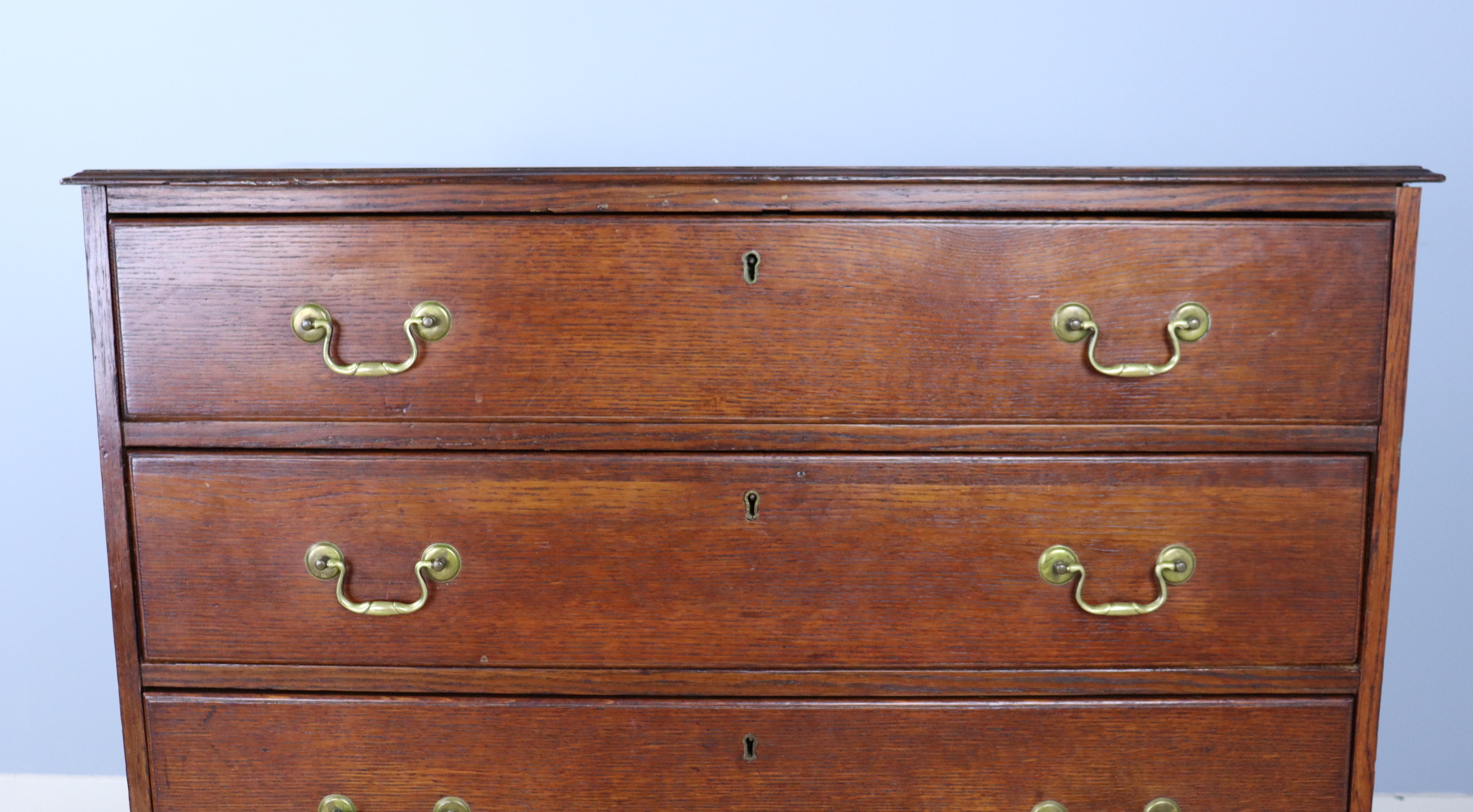 English Antique Oak Four Drawer Chest of Drawers For Sale