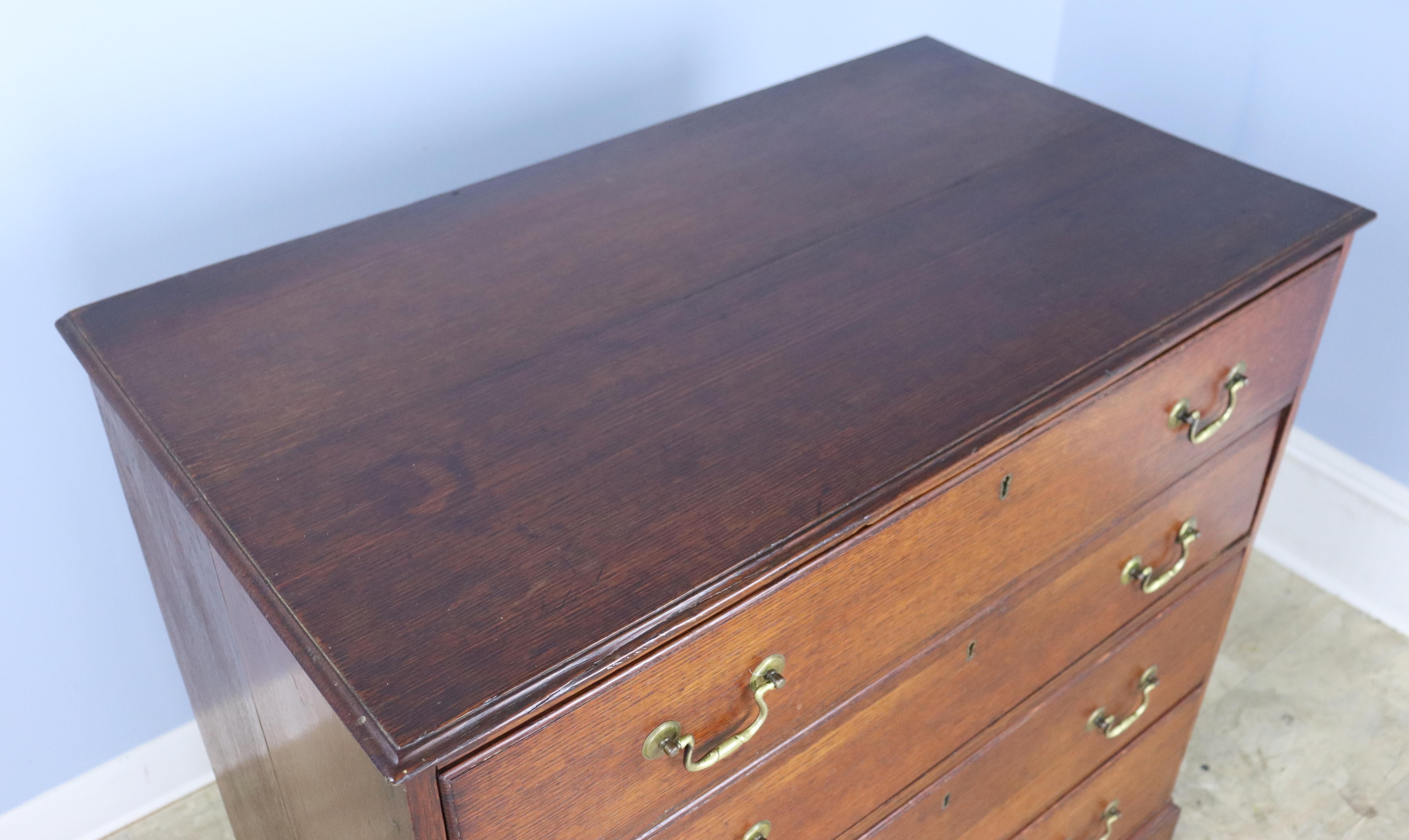 19th Century Antique Oak Four Drawer Chest of Drawers For Sale