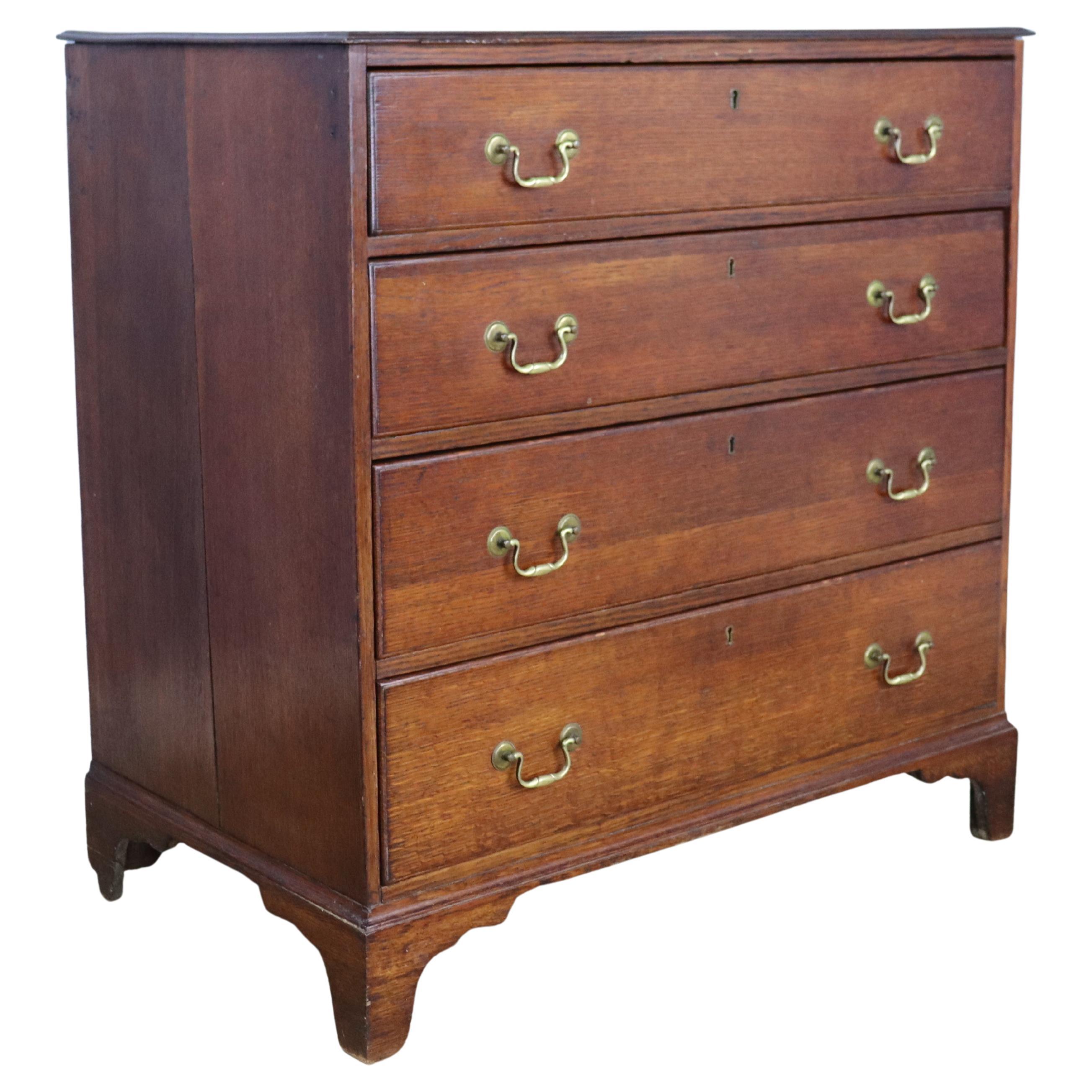 Antique Oak Four Drawer Chest of Drawers For Sale