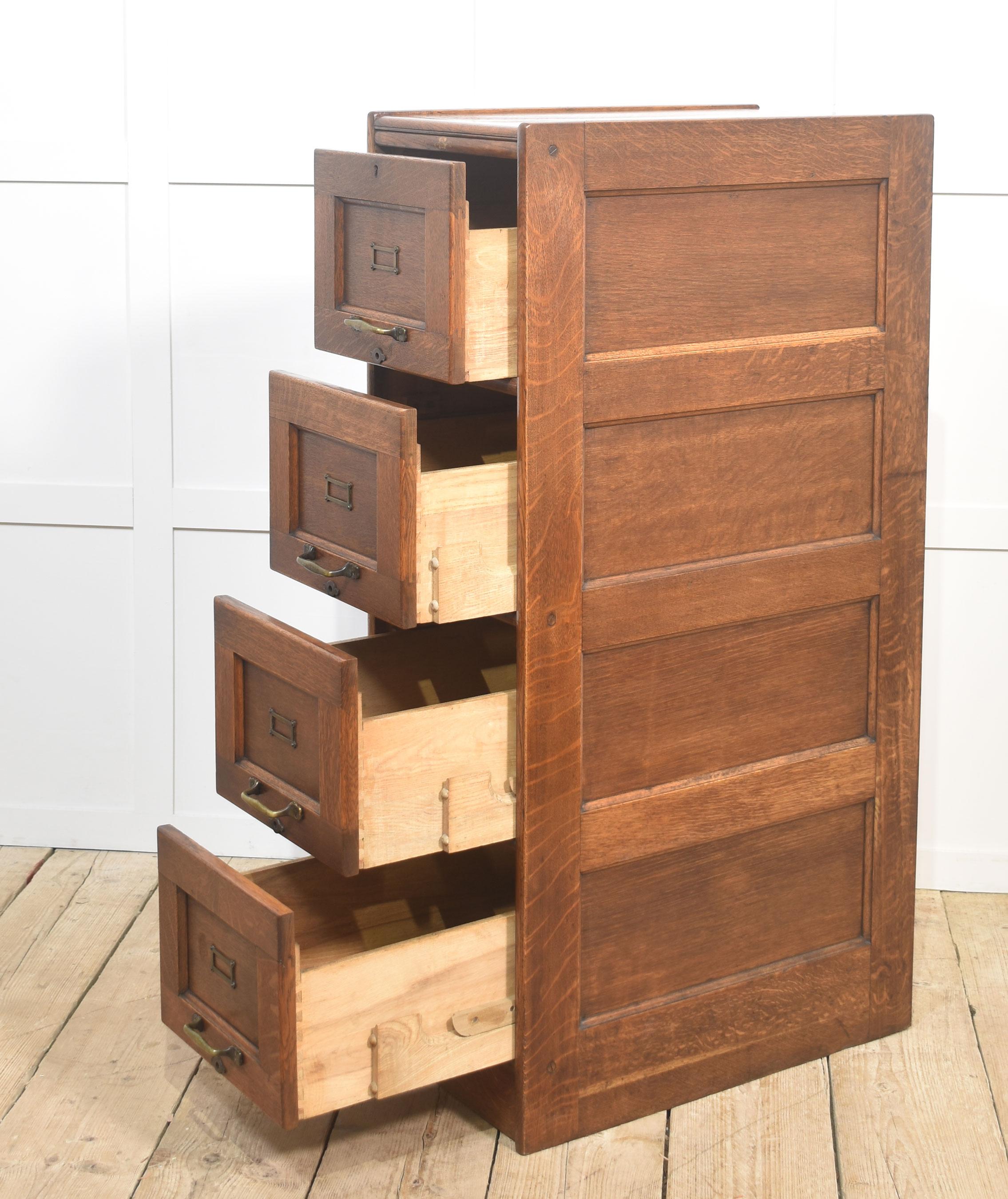 Antique Oak Four Drawer Filing Cabinet 5
