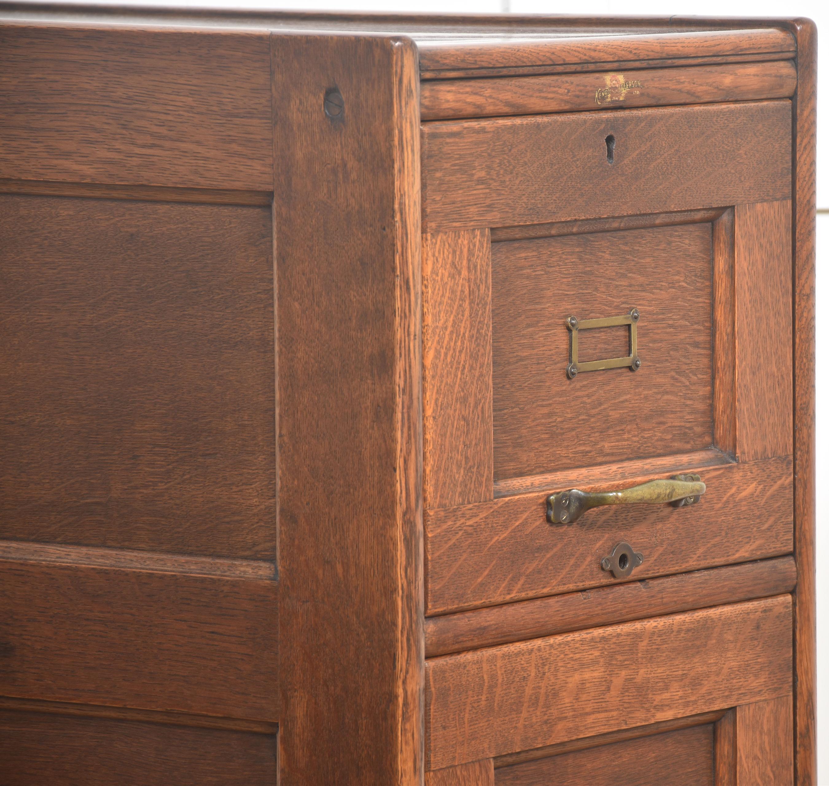 20th Century Antique Oak Four Drawer Filing Cabinet