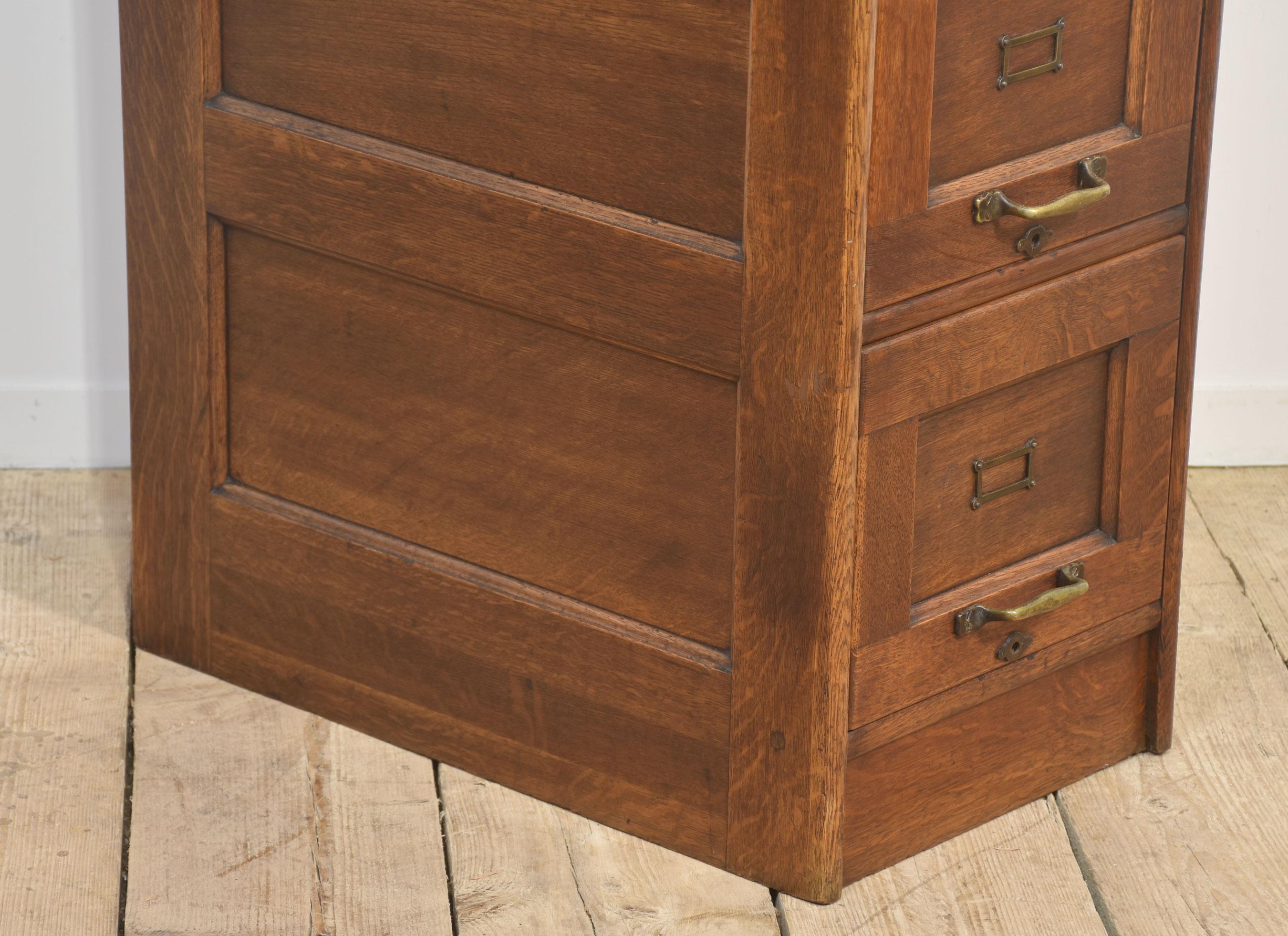 Antique Oak Four Drawer Filing Cabinet 1