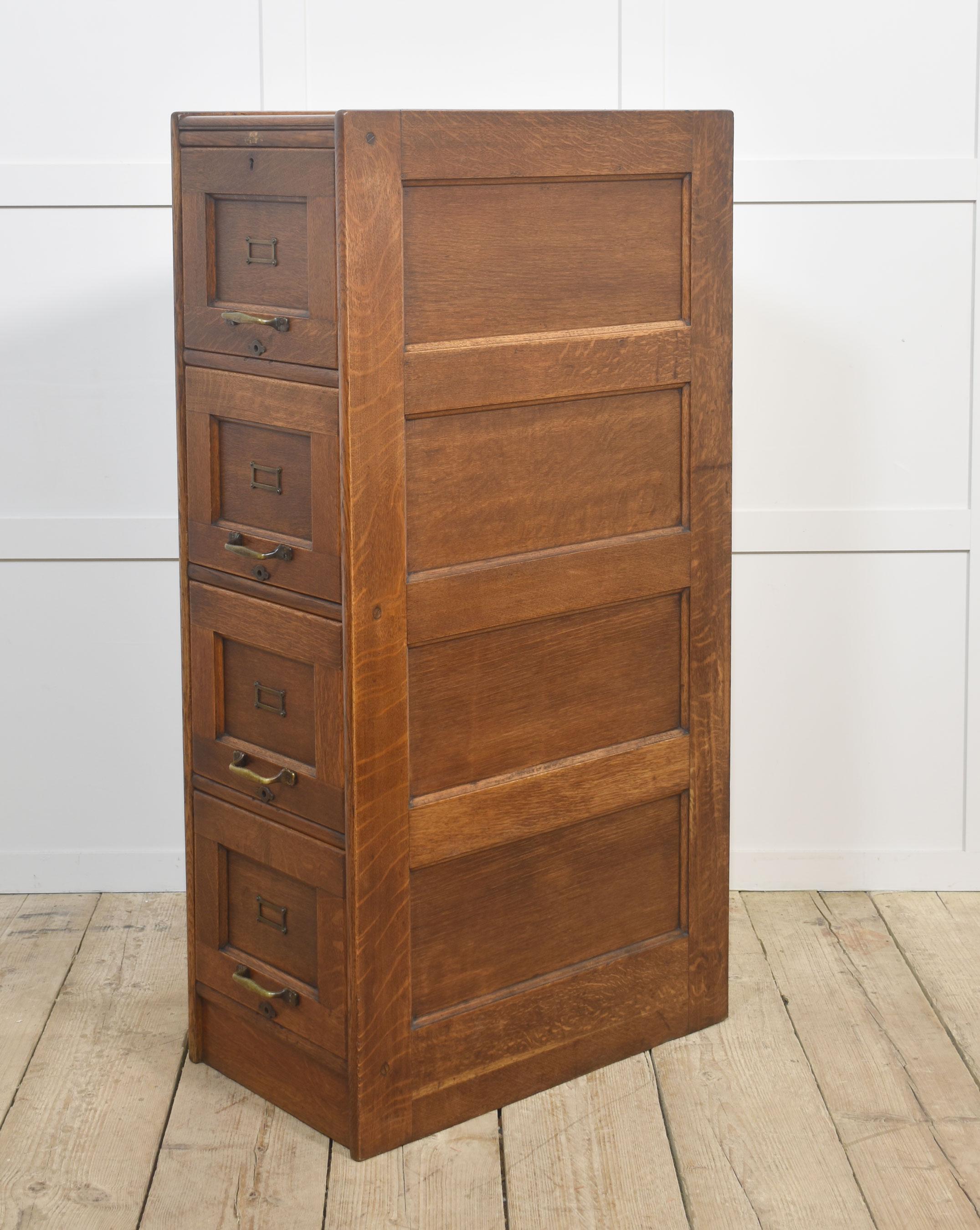 Antique Oak Four Drawer Filing Cabinet 3