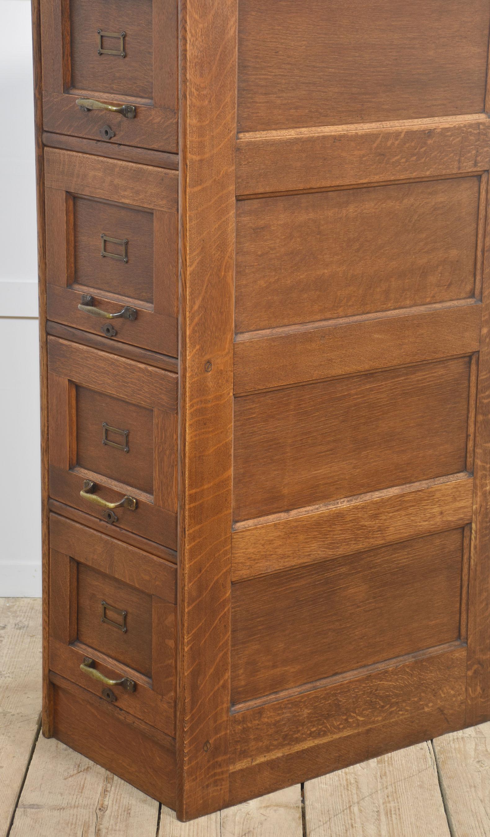 Antique Oak Four Drawer Filing Cabinet 4