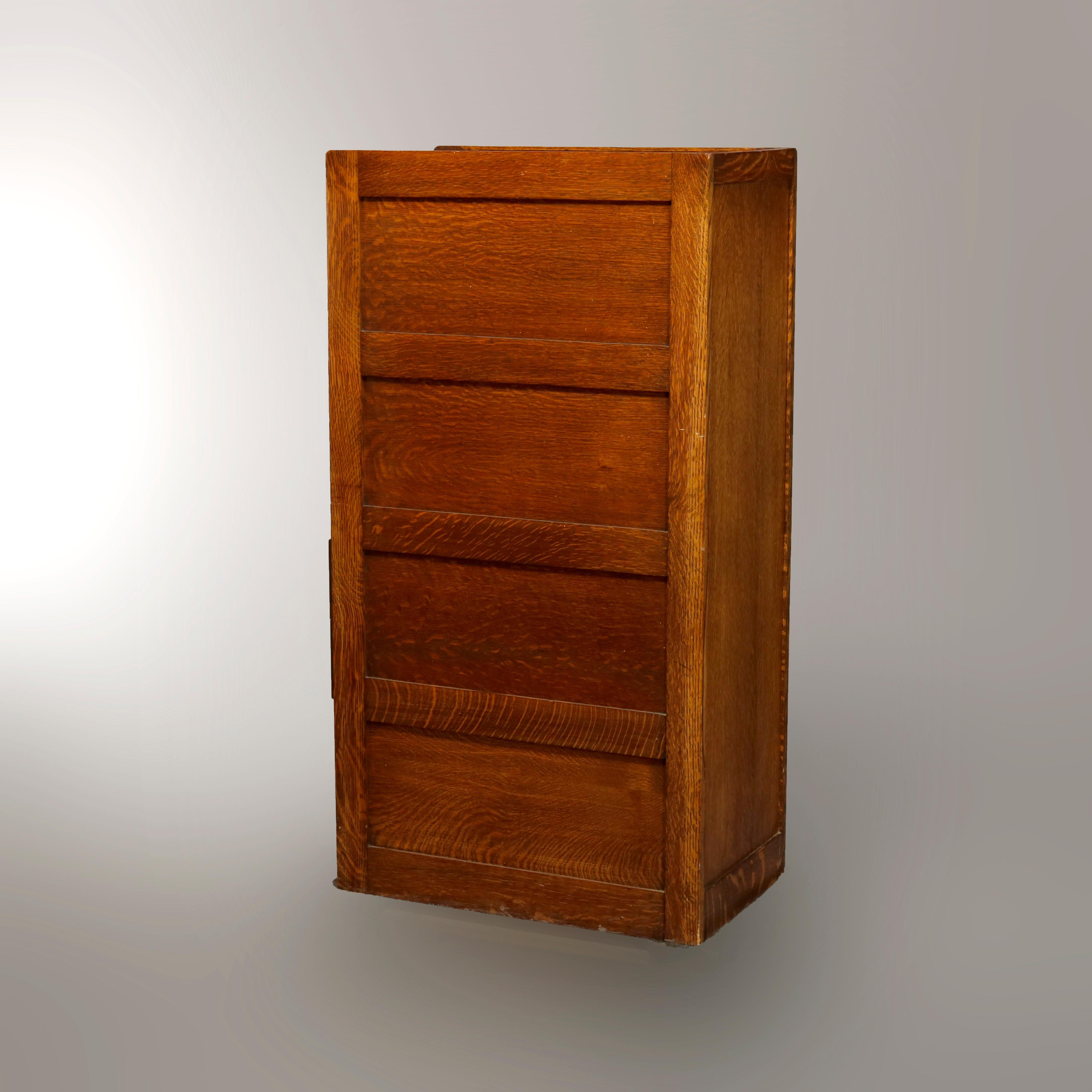 Antique Oak Four-Drawer Paneled Filing Cabinet, circa 1900 1
