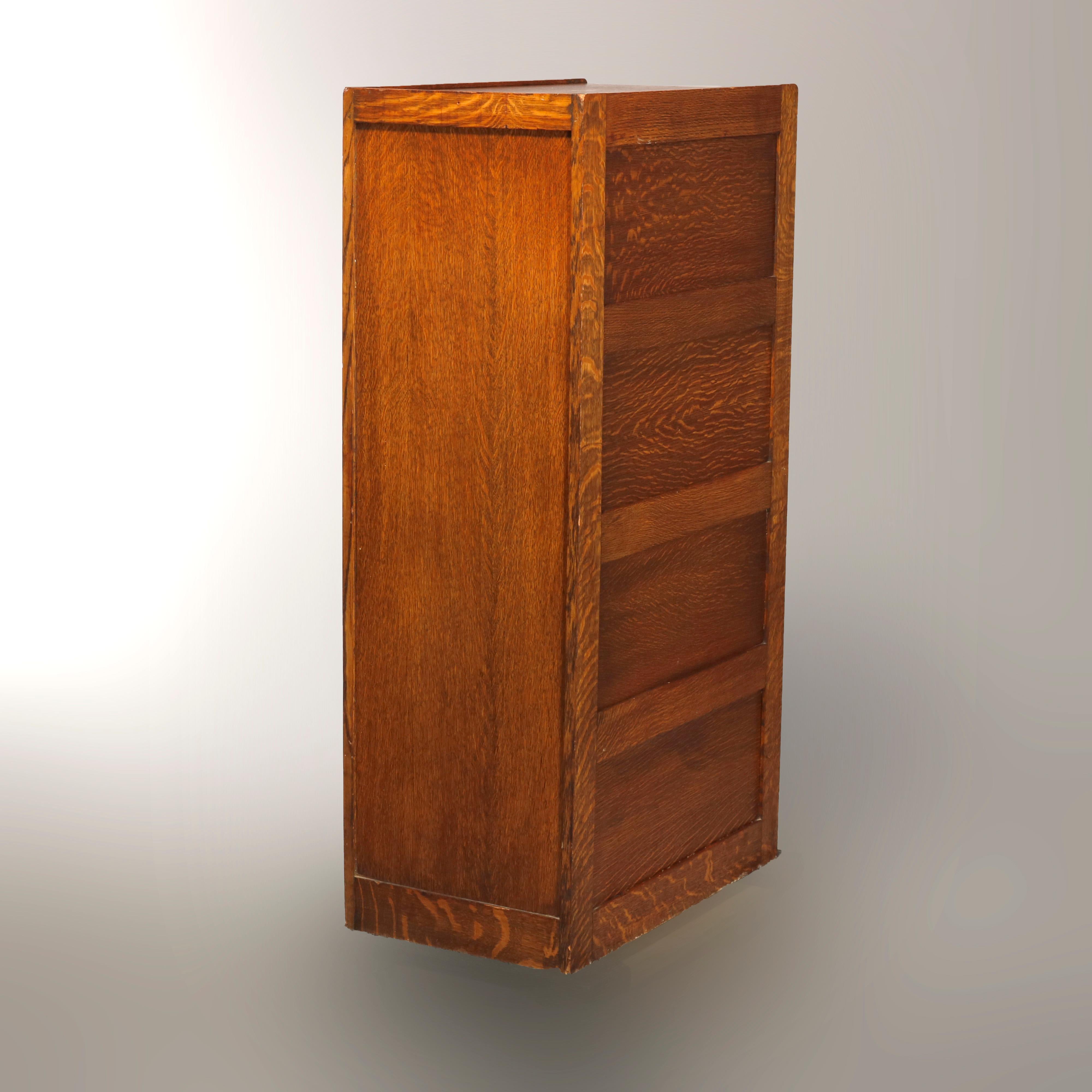 Antique Oak Four-Drawer Paneled Filing Cabinet, circa 1900 2