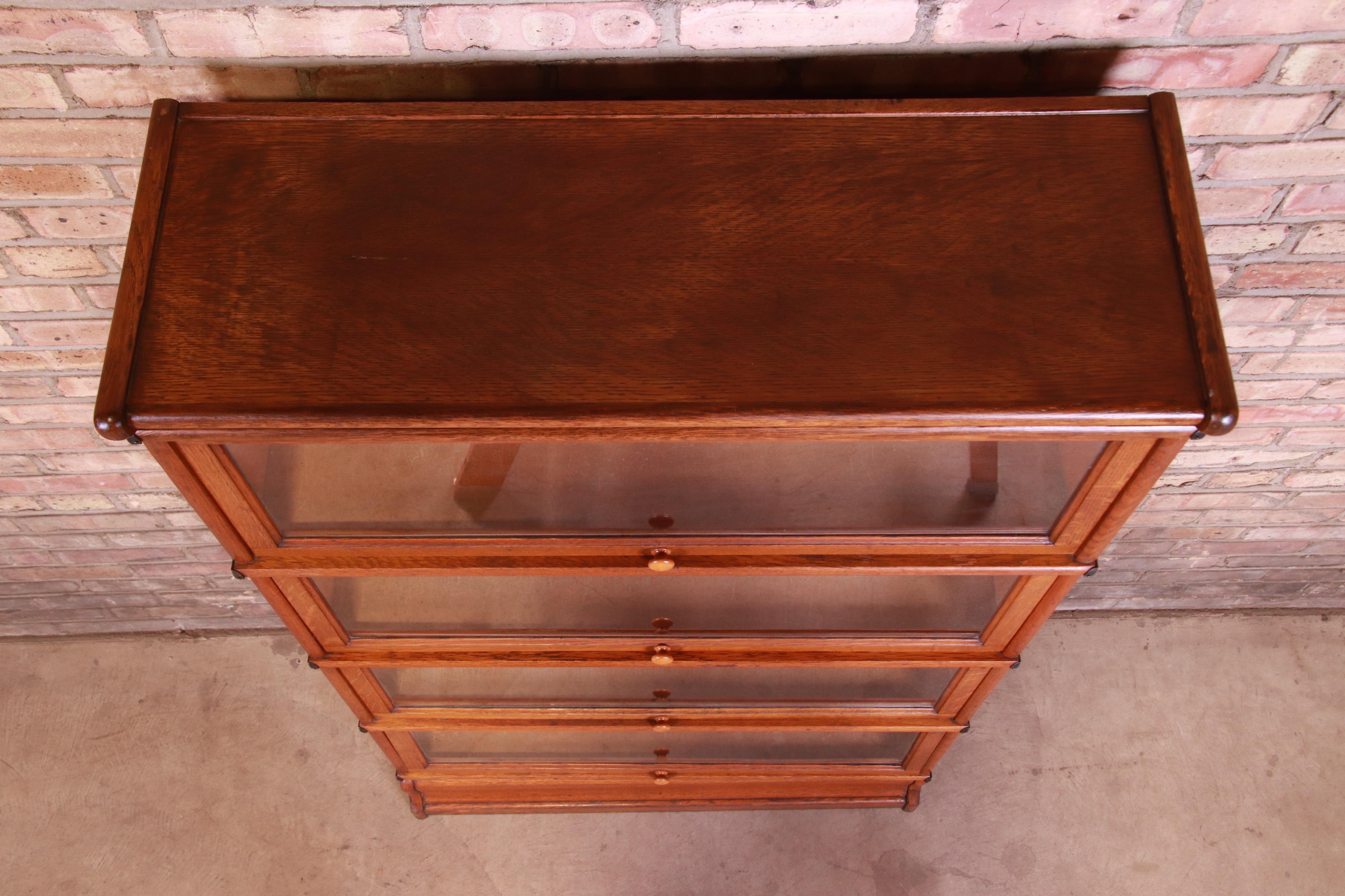 Antique Oak Four-Stack Barrister Bookcase by Macey, circa 1920s 1