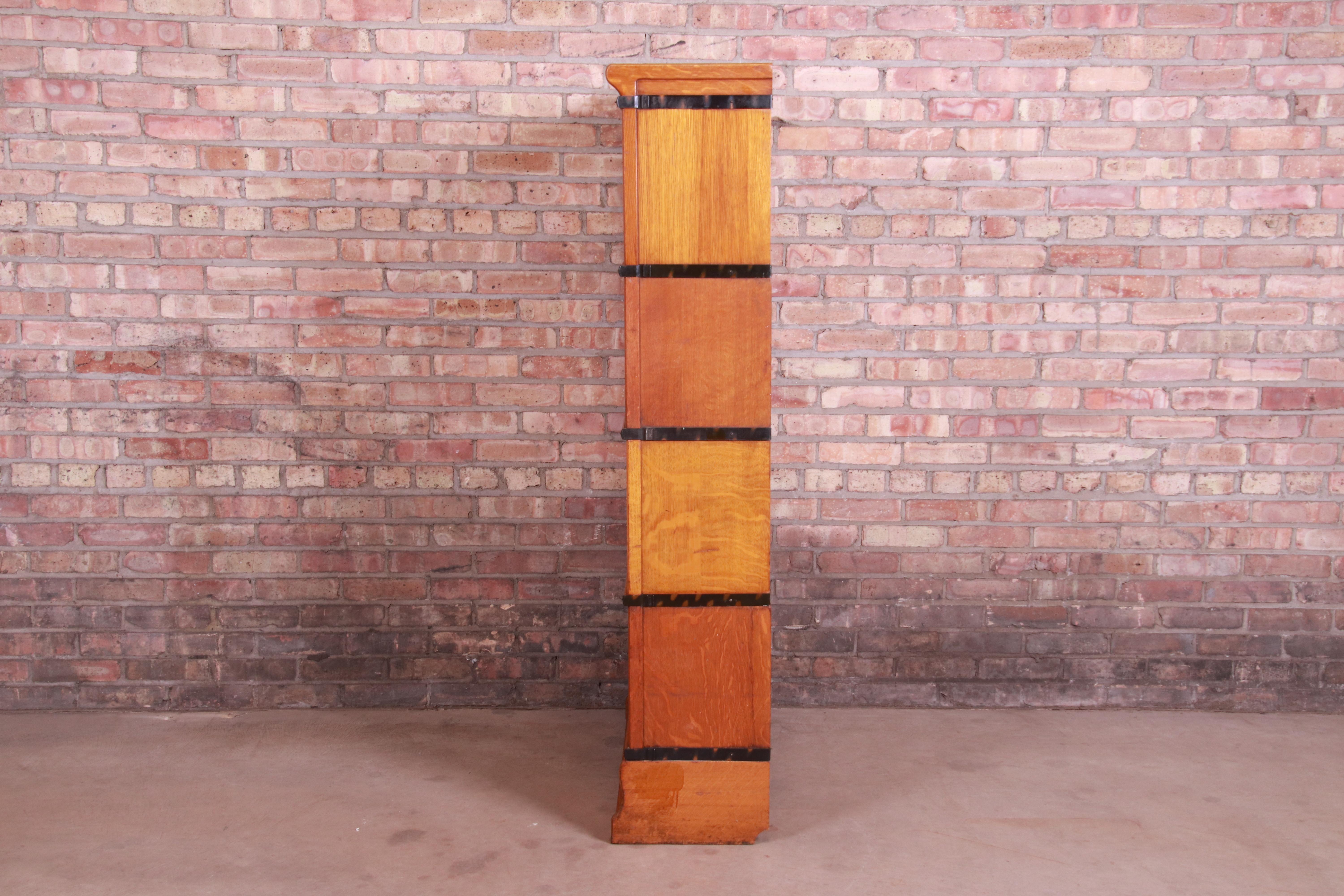 Antique Oak Four-Stack Barrister Bookcase by Macey, circa 1920s 2