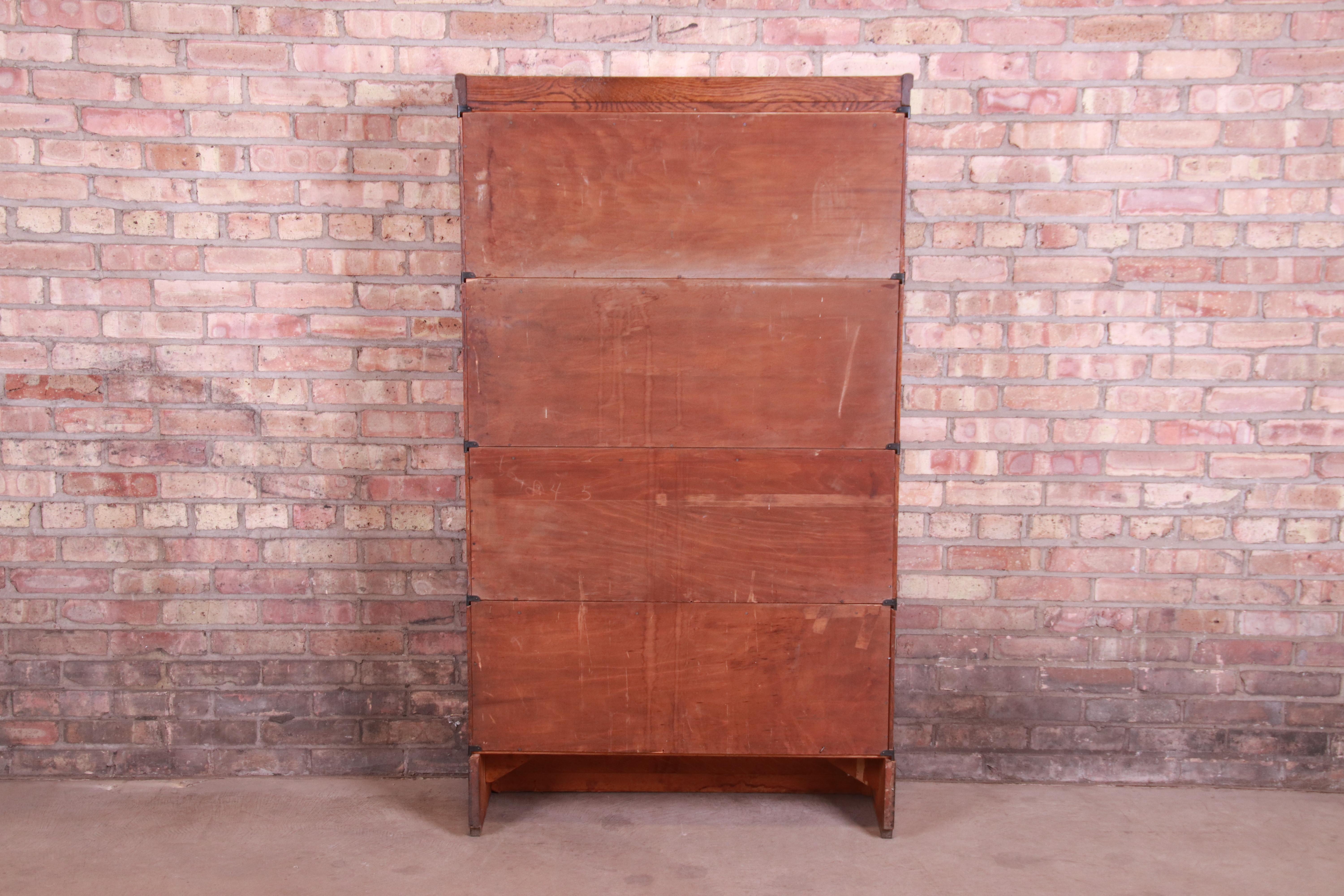 Antique Oak Four-Stack Barrister Bookcase by Macey, circa 1920s 3