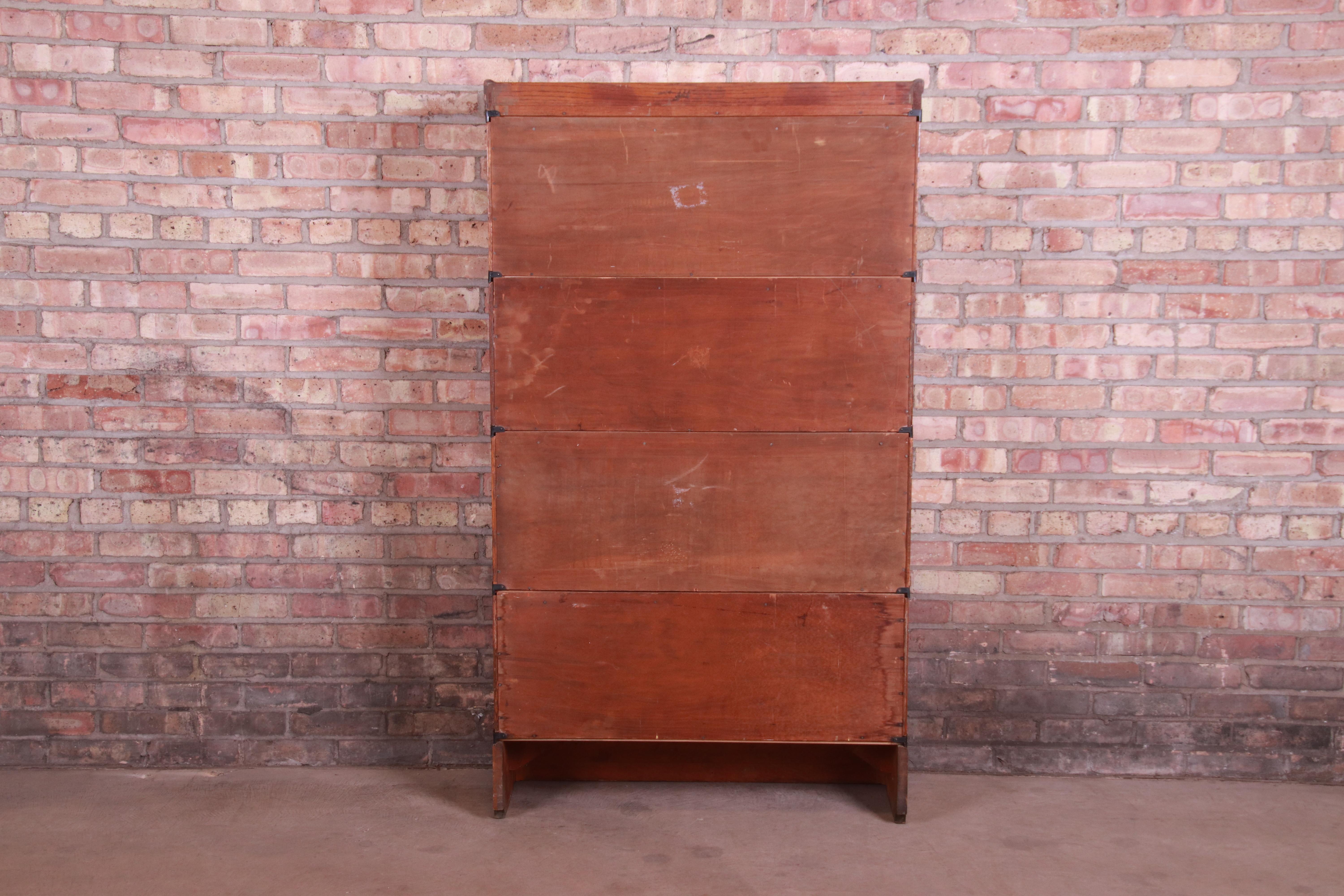 Antique Oak Four-Stack Barrister Bookcase by Macey, circa 1920s 7