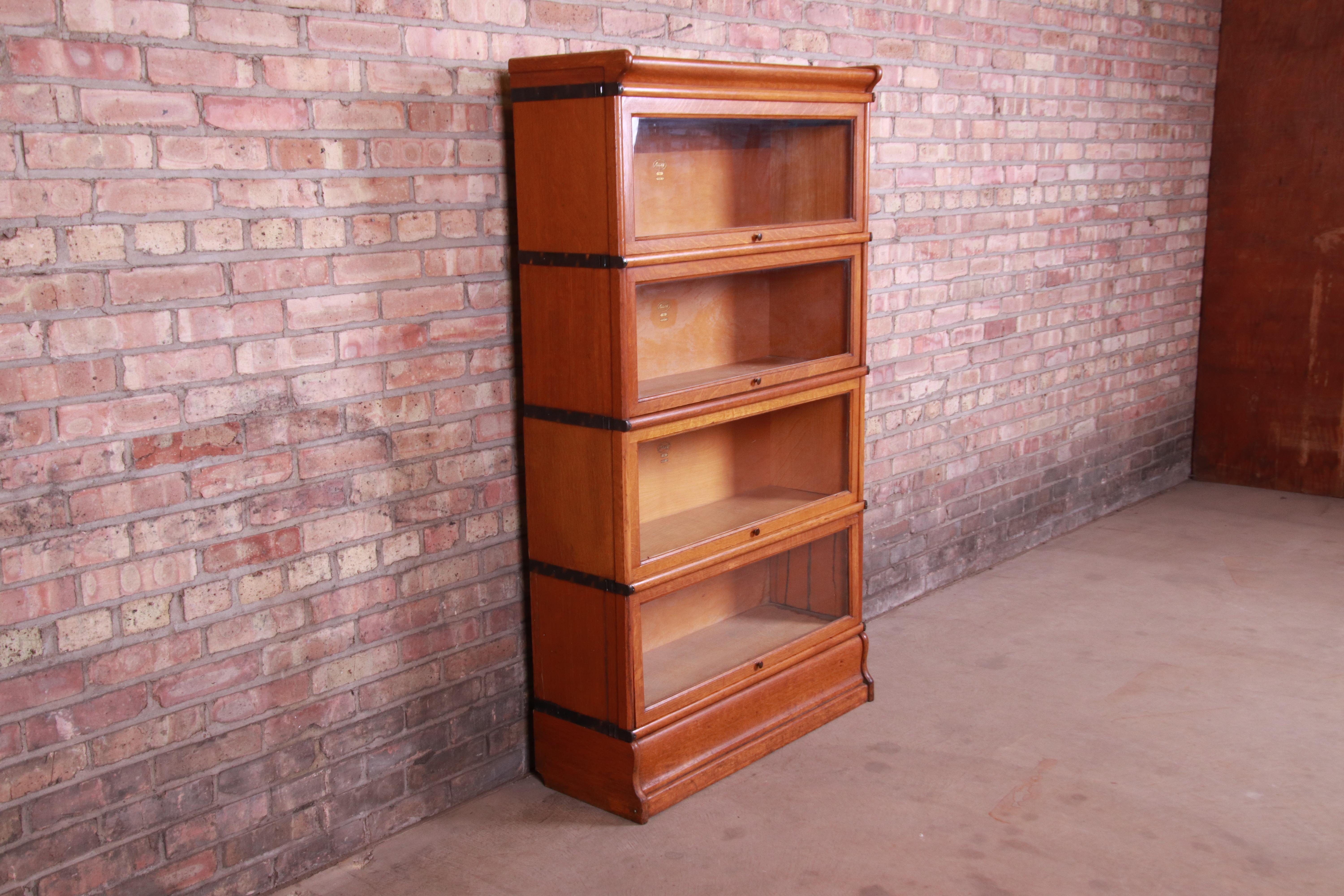 Arts and Crafts Antique Oak Four-Stack Barrister Bookcase by Macey, circa 1920s