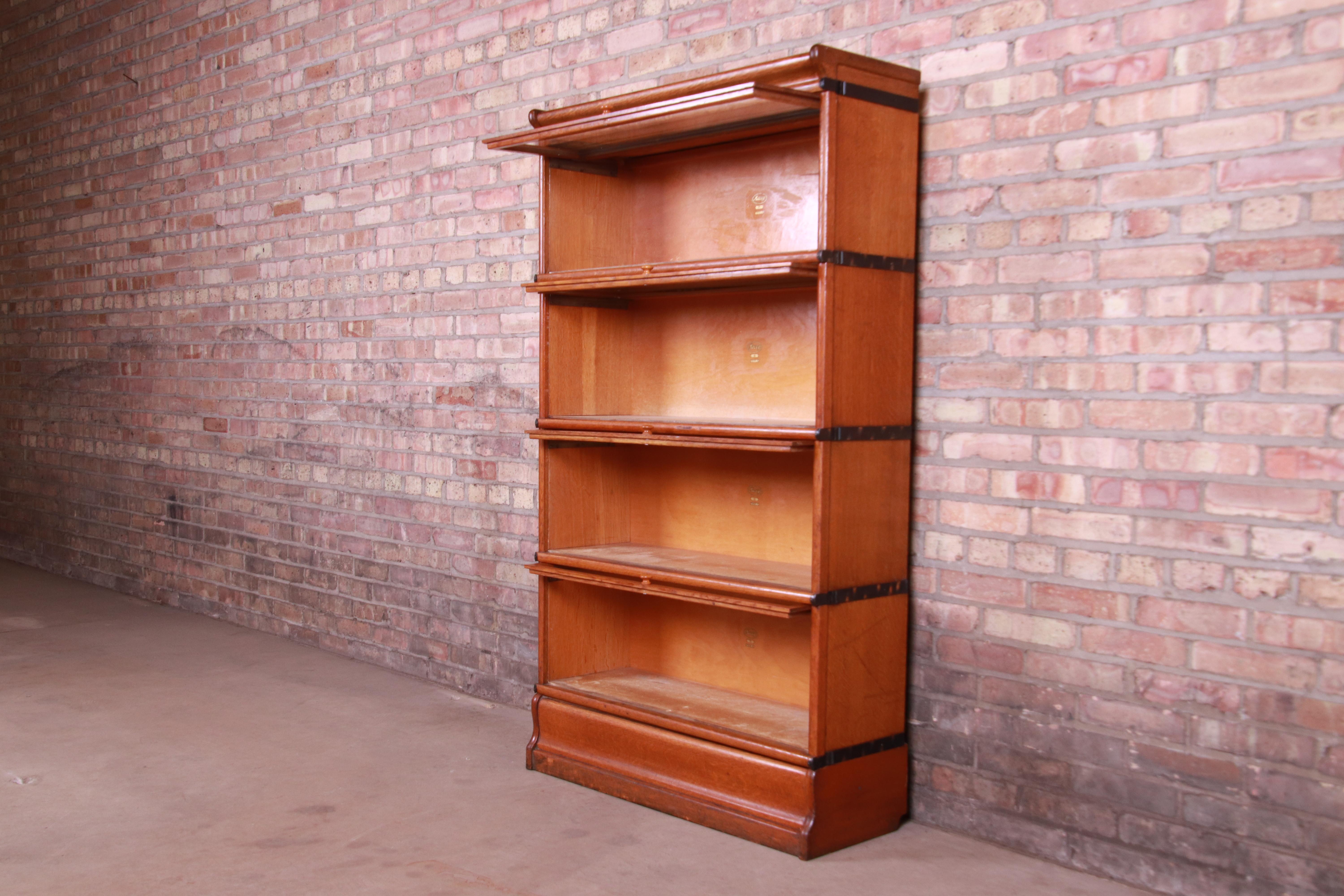 American Antique Oak Four-Stack Barrister Bookcase by Macey, circa 1920s