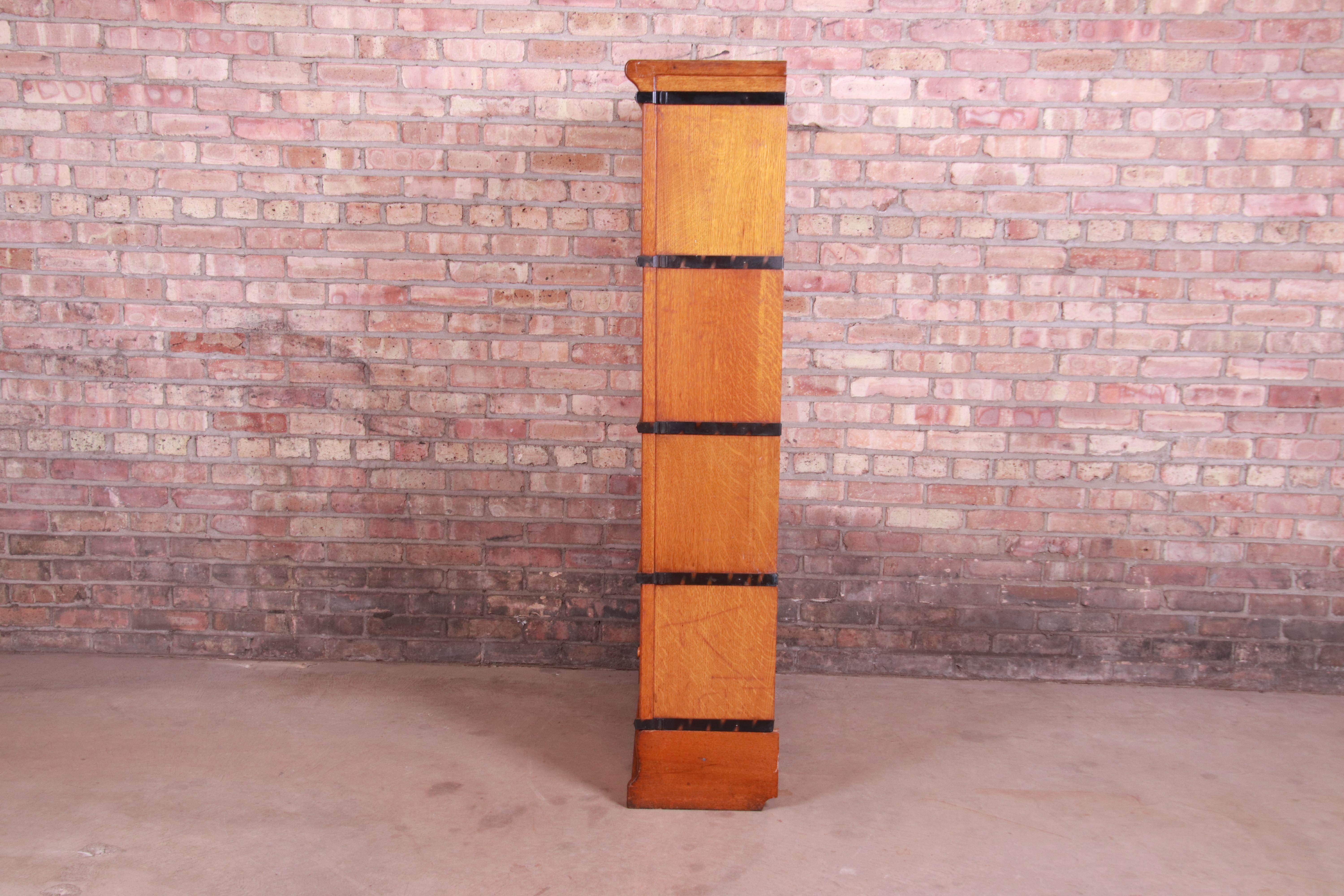 Antique Oak Four-Stack Barrister Bookcase by Macey, circa 1920s In Good Condition In South Bend, IN
