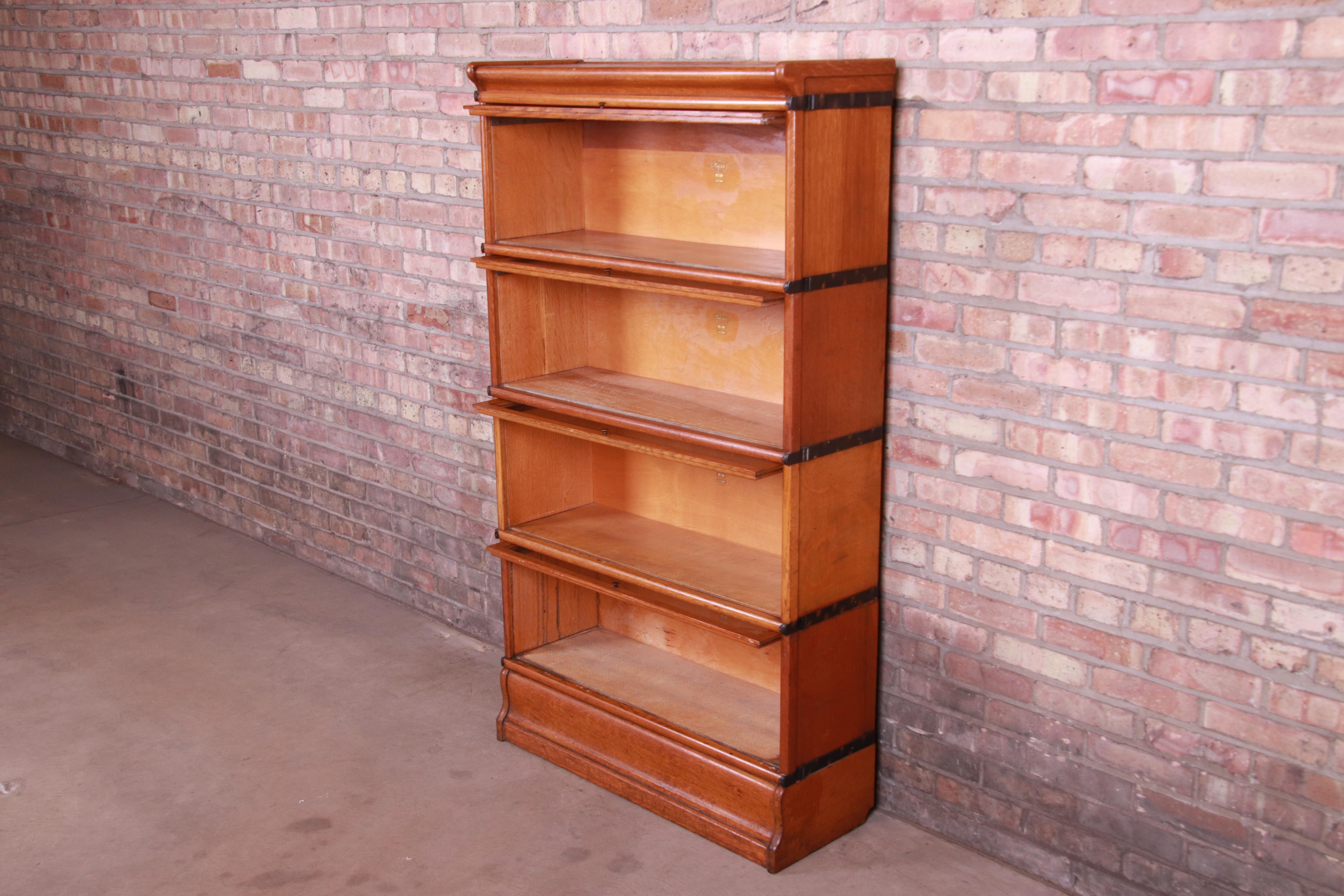 Antique Oak FourStack Barrister Bookcase by Macey, circa 1920s at