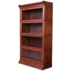 Antique Oak Four-Stack Barrister Bookcase, circa 1920s