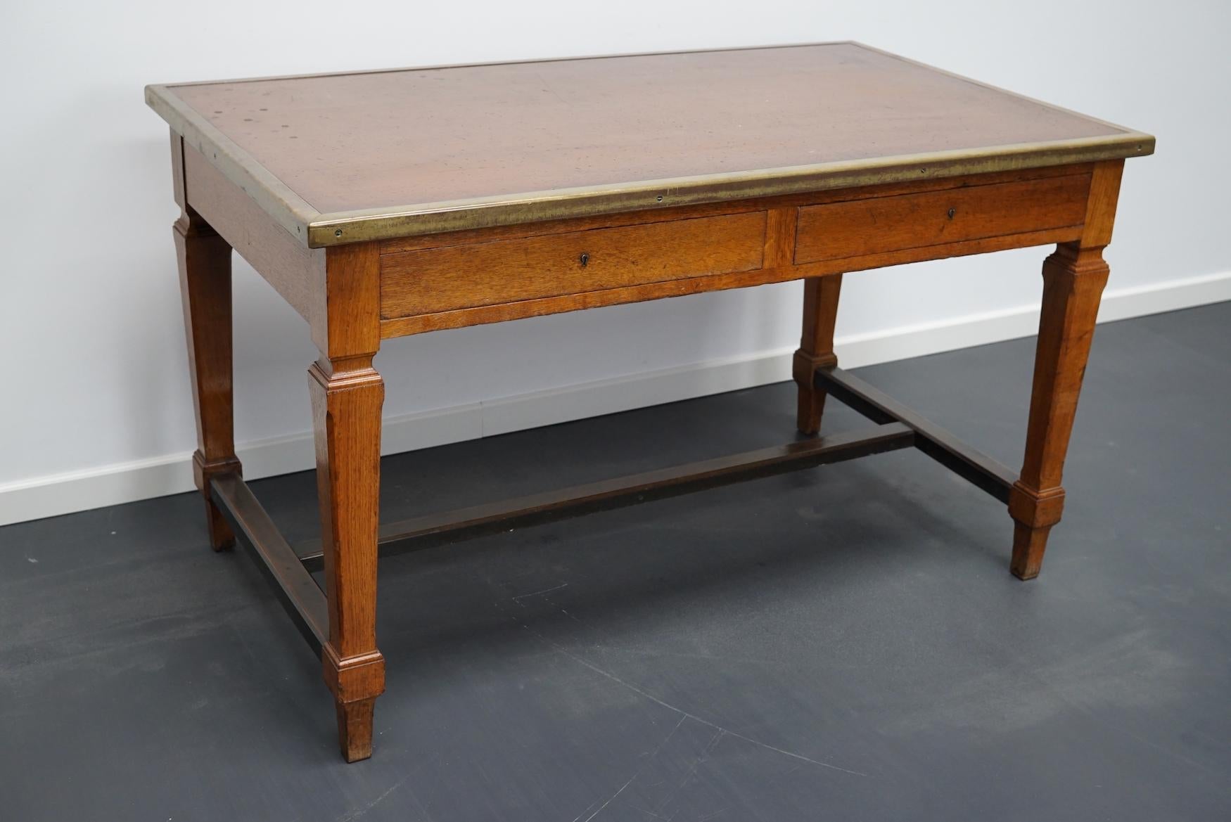 Antique Oak French Art Deco Style Desk or Writing Table, 1920s 1