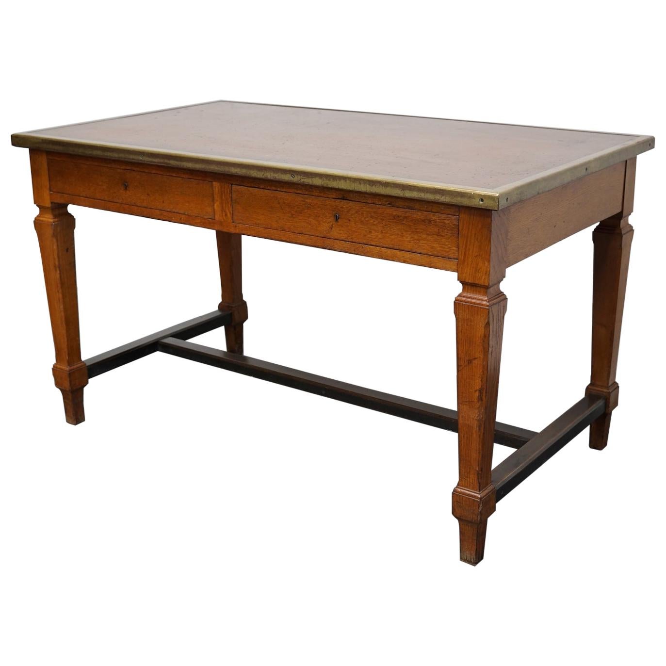 Antique Oak French Art Deco Style Desk or Writing Table, 1920s