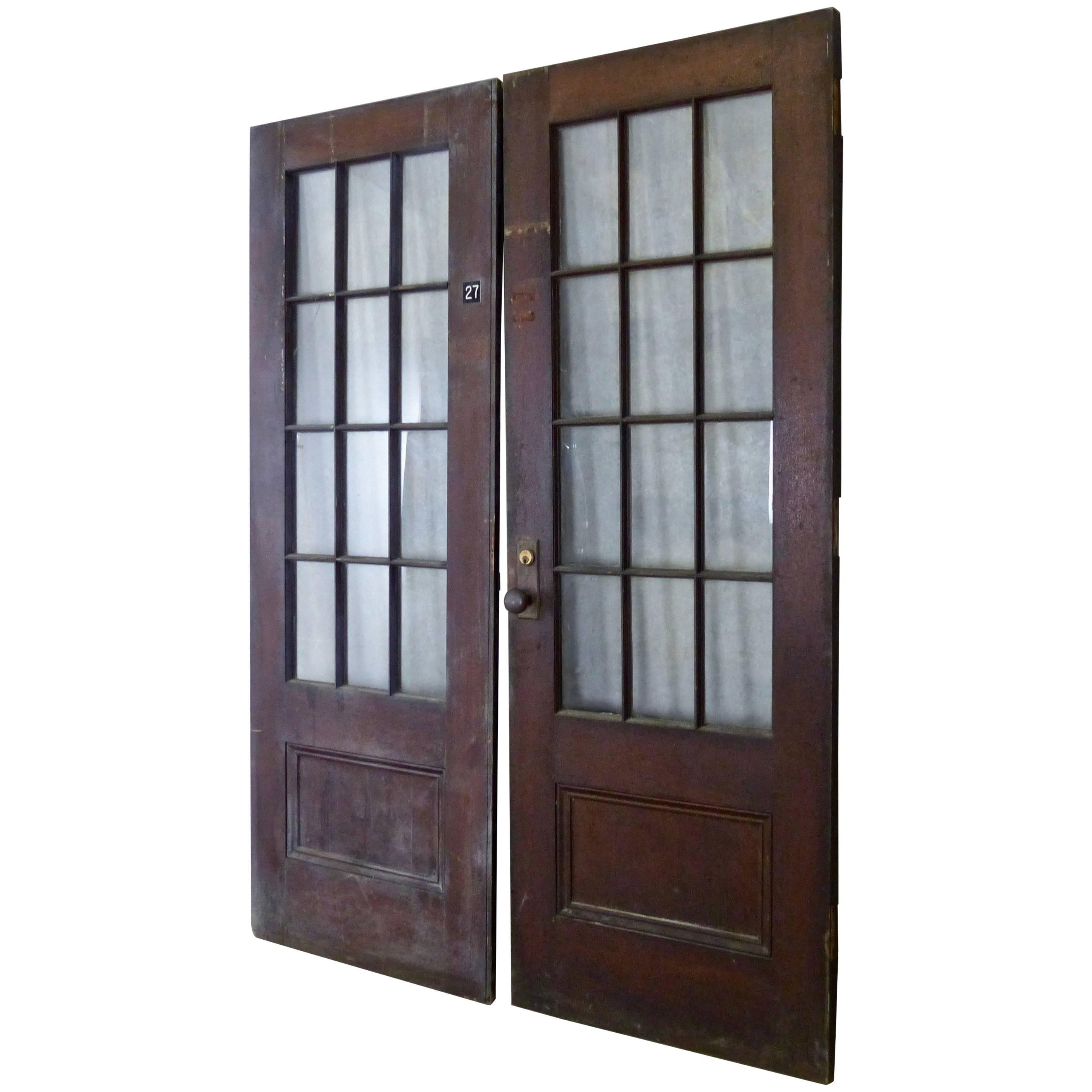 Antique Oak French Doors from an Institution in New York