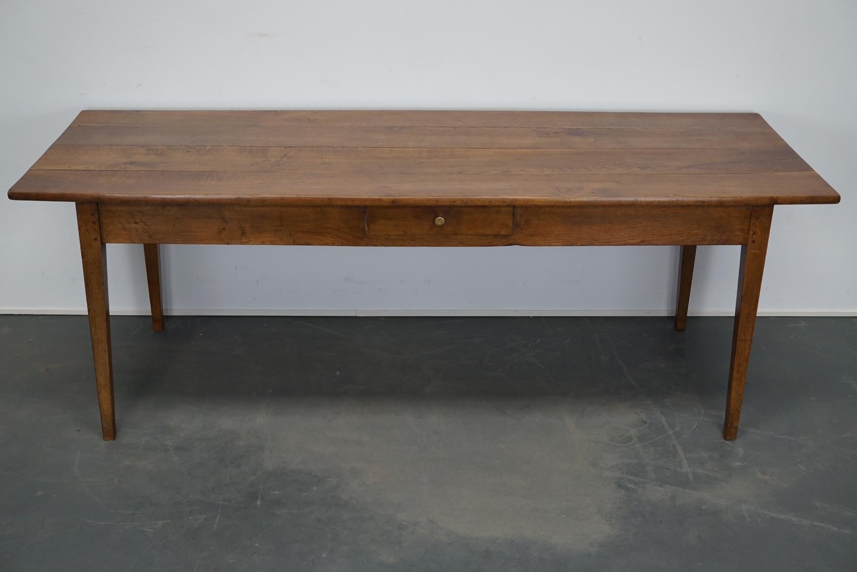 Late 19th Century Antique Oak French Farmhouse Dining Table, 19th Century