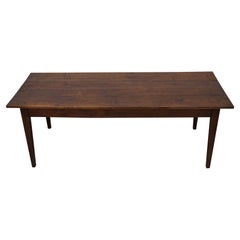 Table de salle à manger française ancienne en chêne de ferme, vers 1900
