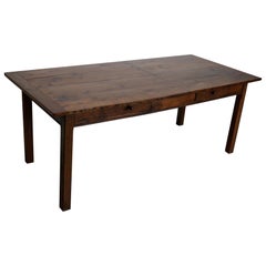 Antique Oak French Farmhouse Dining Table, Late 19th Century