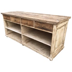 Antique Oak French Farmhouse Kitchen Counter, Vintage, Display