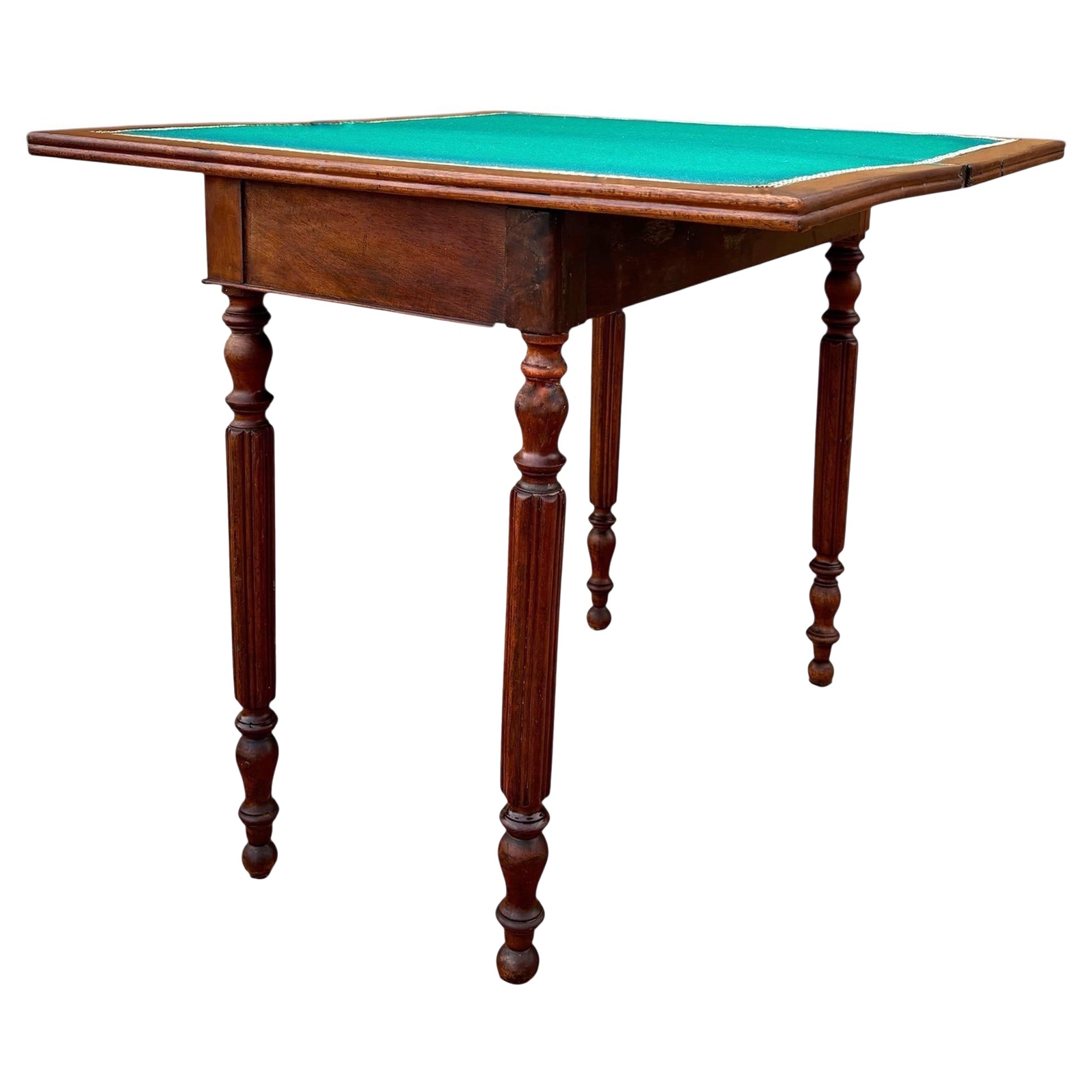 Antique Oak Games Table with Green Felt Top, Early 20th Century For Sale