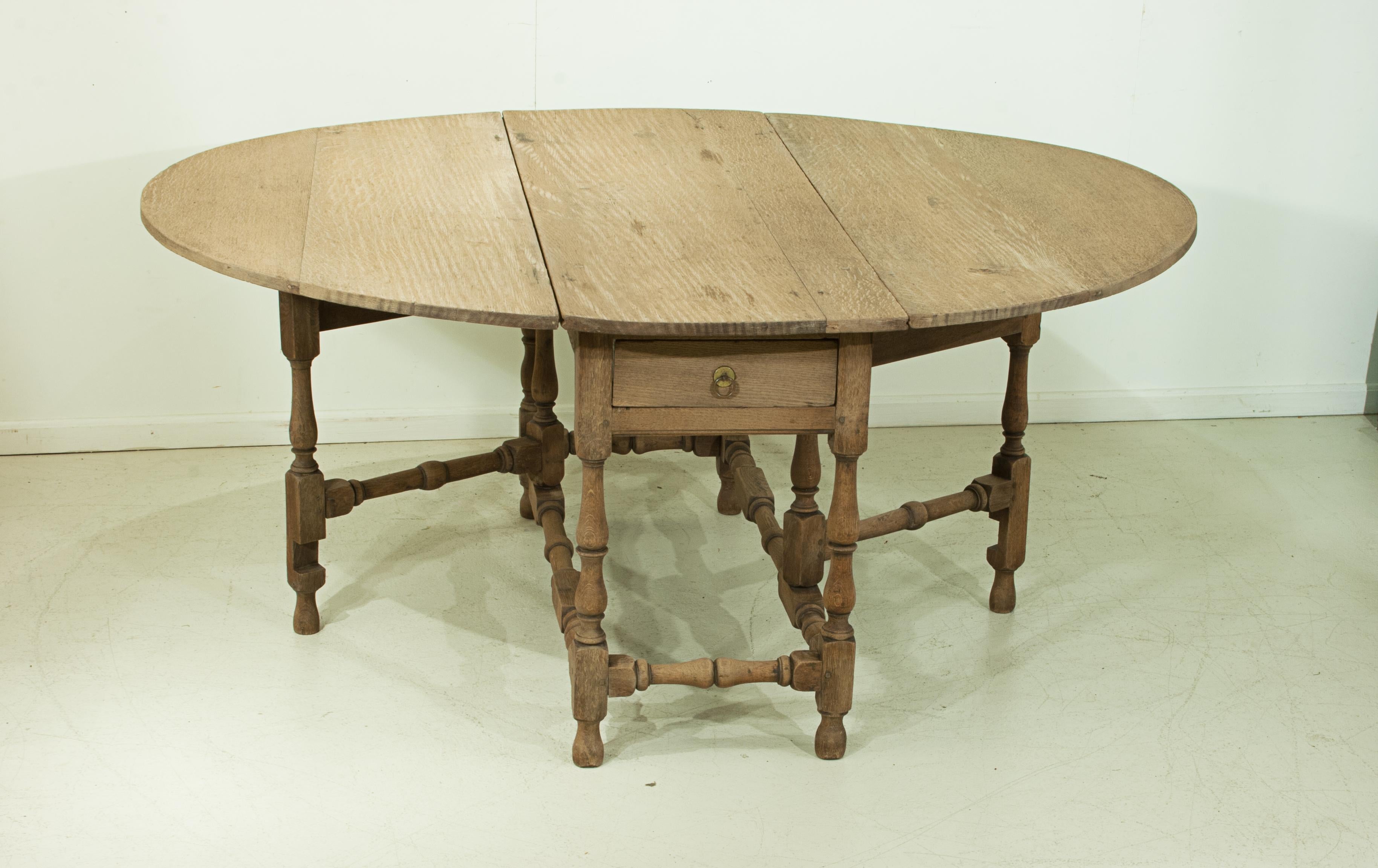 British Antique Oak Gateleg Dining Table