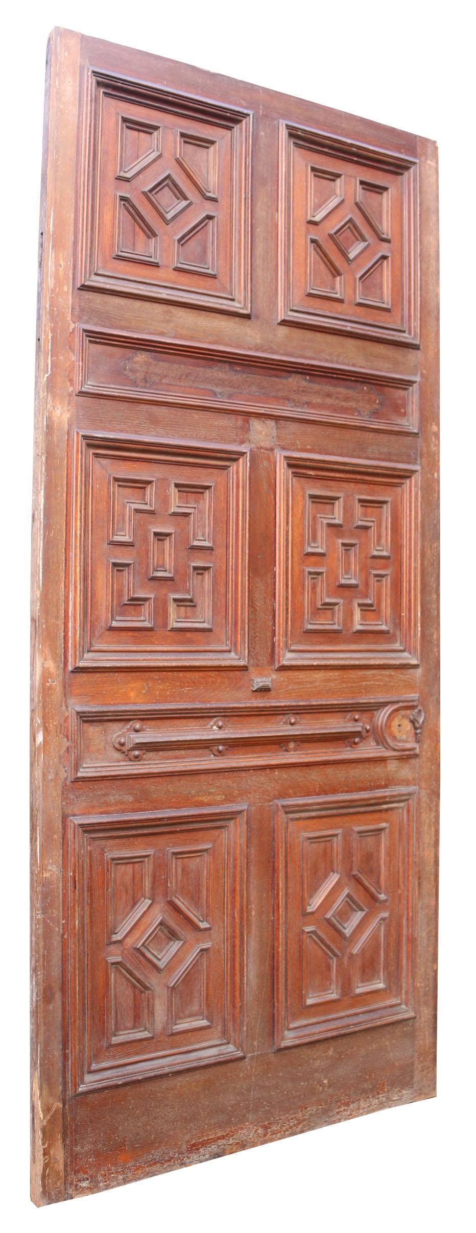 European Antique Oak Geometric Door