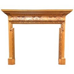 Vintage Oak Georgian Style Carved Wood Fireplace Surrounds