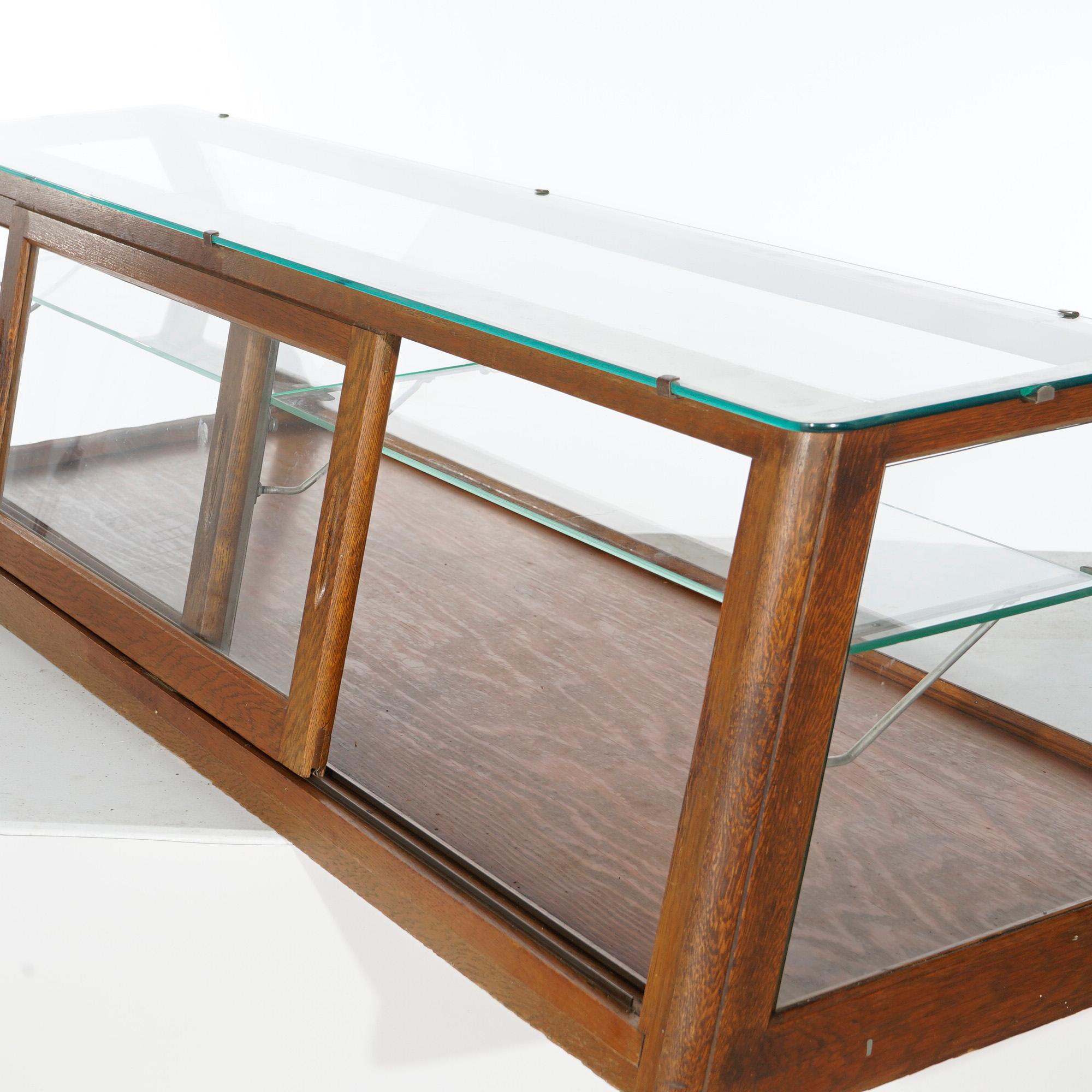 Antique Oak & Glass Columbus Showcase Table Top Country Store Display Case, 1920 3