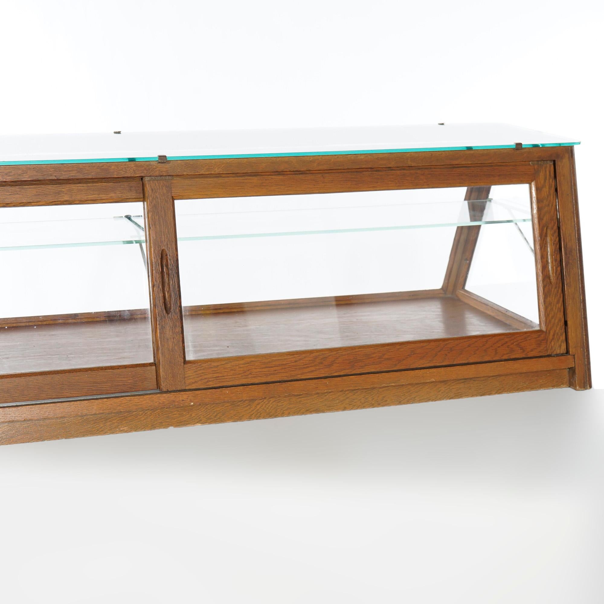 Antique Oak & Glass Columbus Showcase Table Top Country Store Display Case, 1920 6