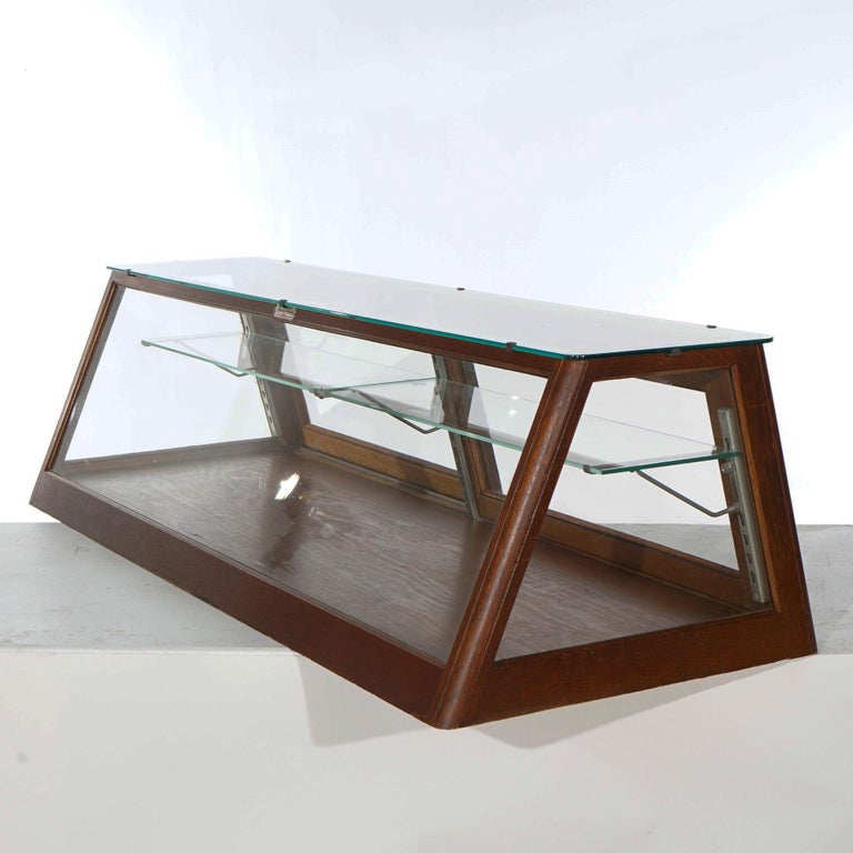 Antique Oak and Glass Columbus Showcase Table Top Country Store Display