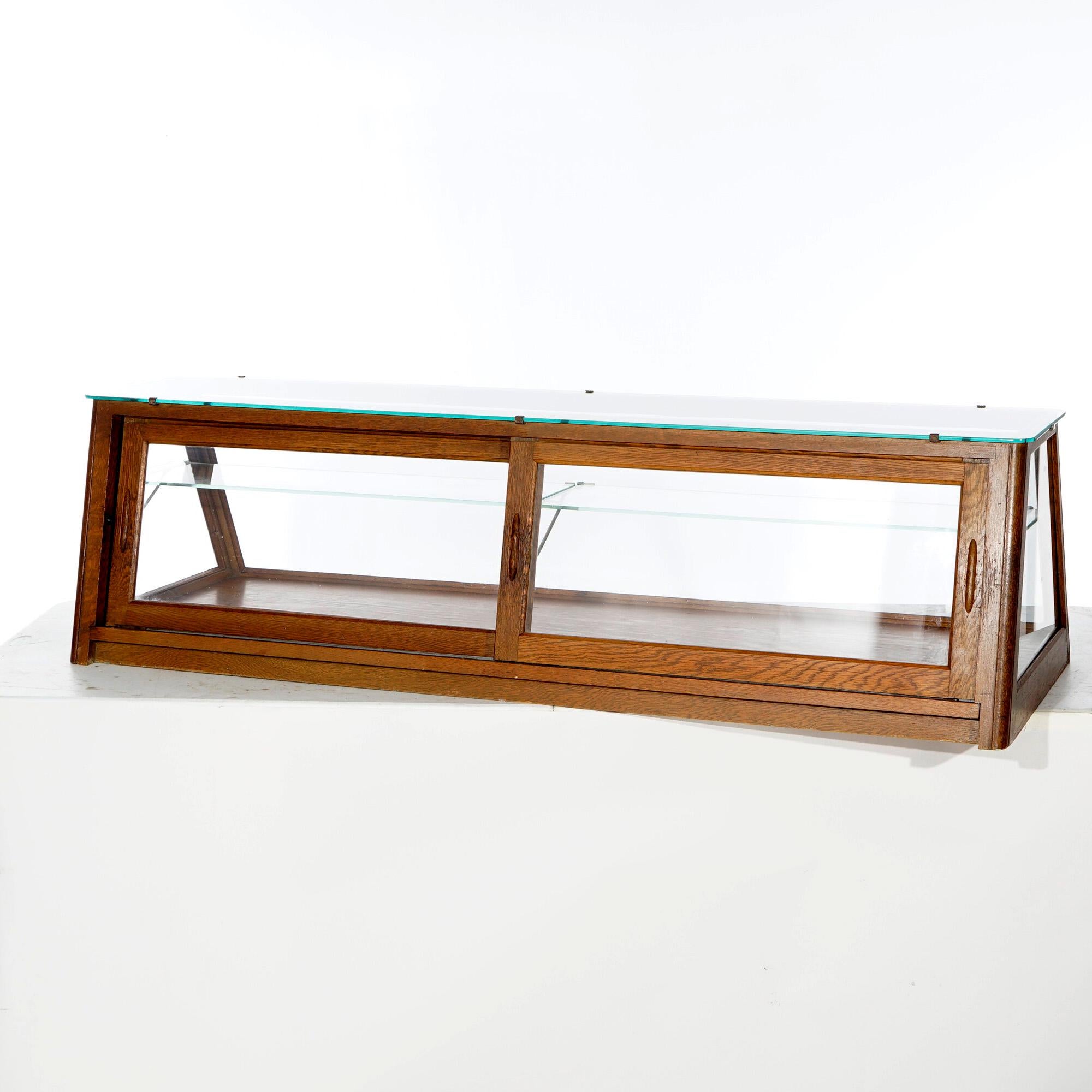 American Antique Oak & Glass Columbus Showcase Table Top Country Store Display Case, 1920