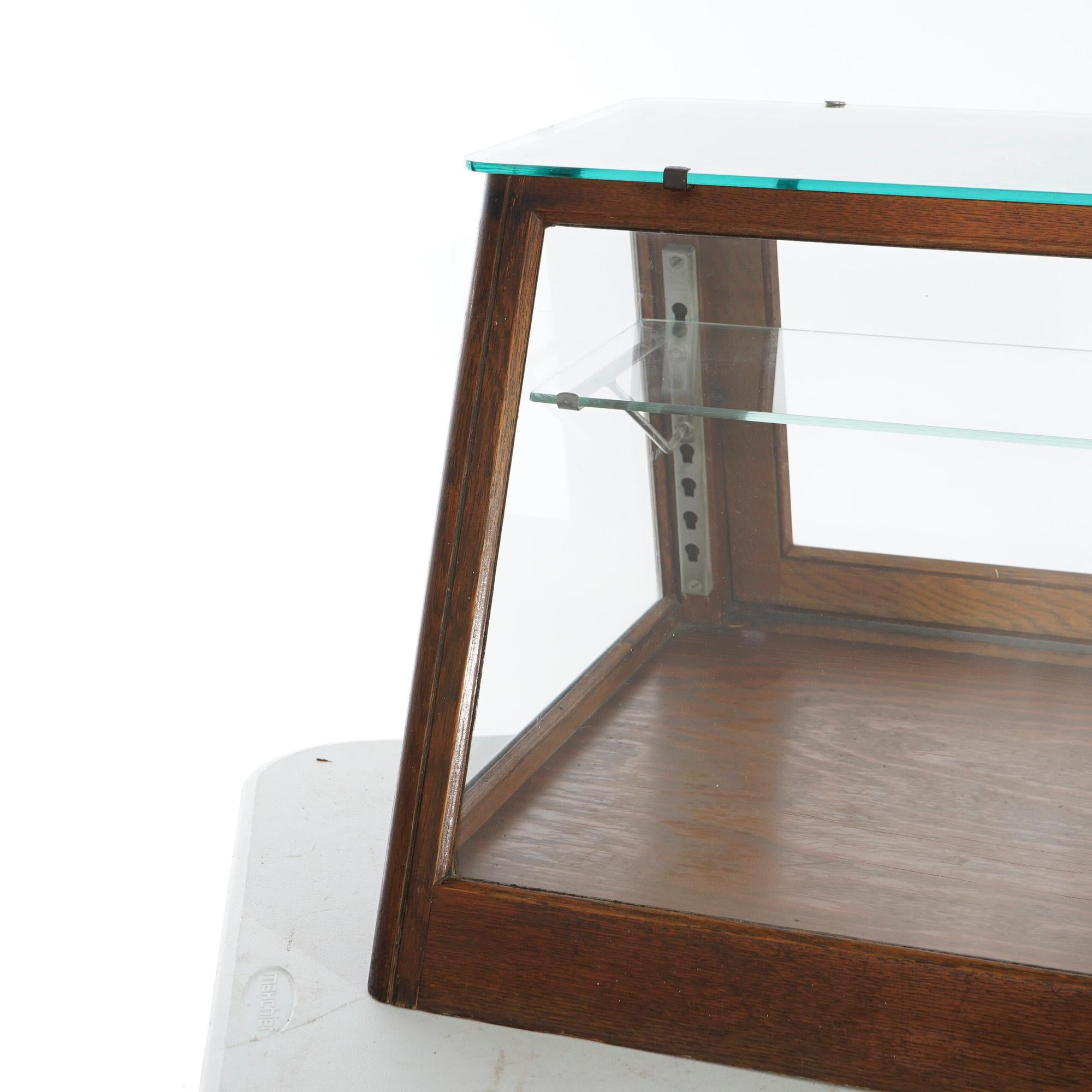 Antique Oak & Glass Columbus Showcase Table Top Country Store Display Case, 1920 In Good Condition In Big Flats, NY