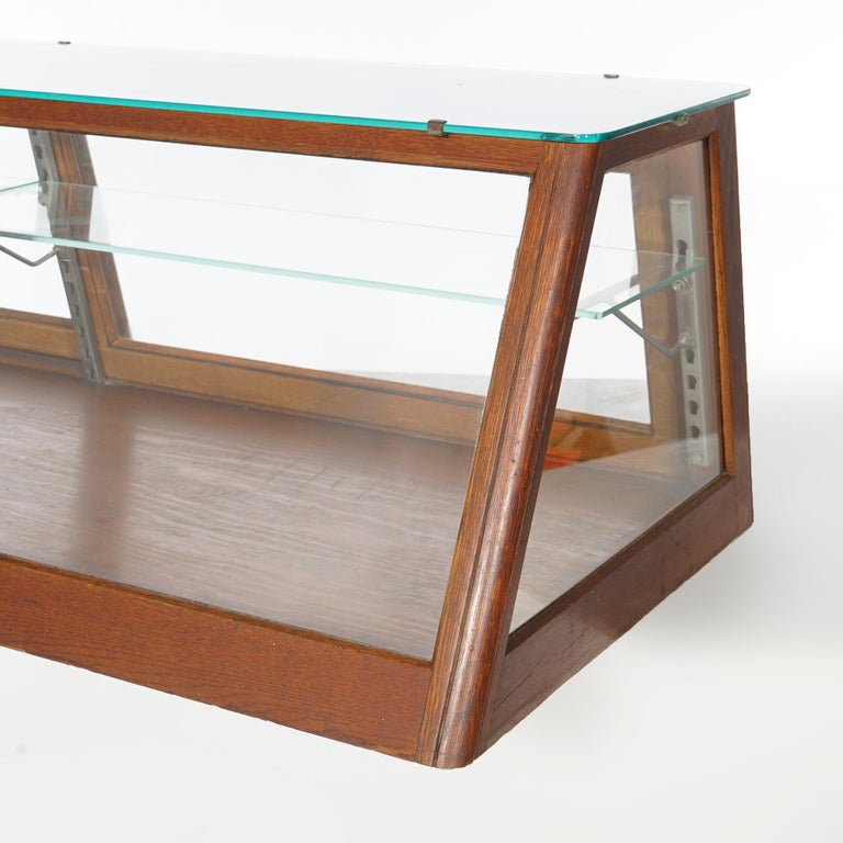 Antique Oak and Glass Columbus Showcase Table Top Country Store Display
