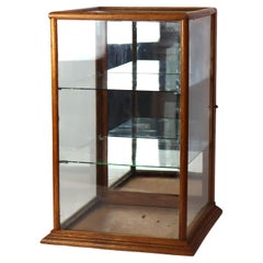 Vitrina antigua de roble y cristal para tienda de campo c1920