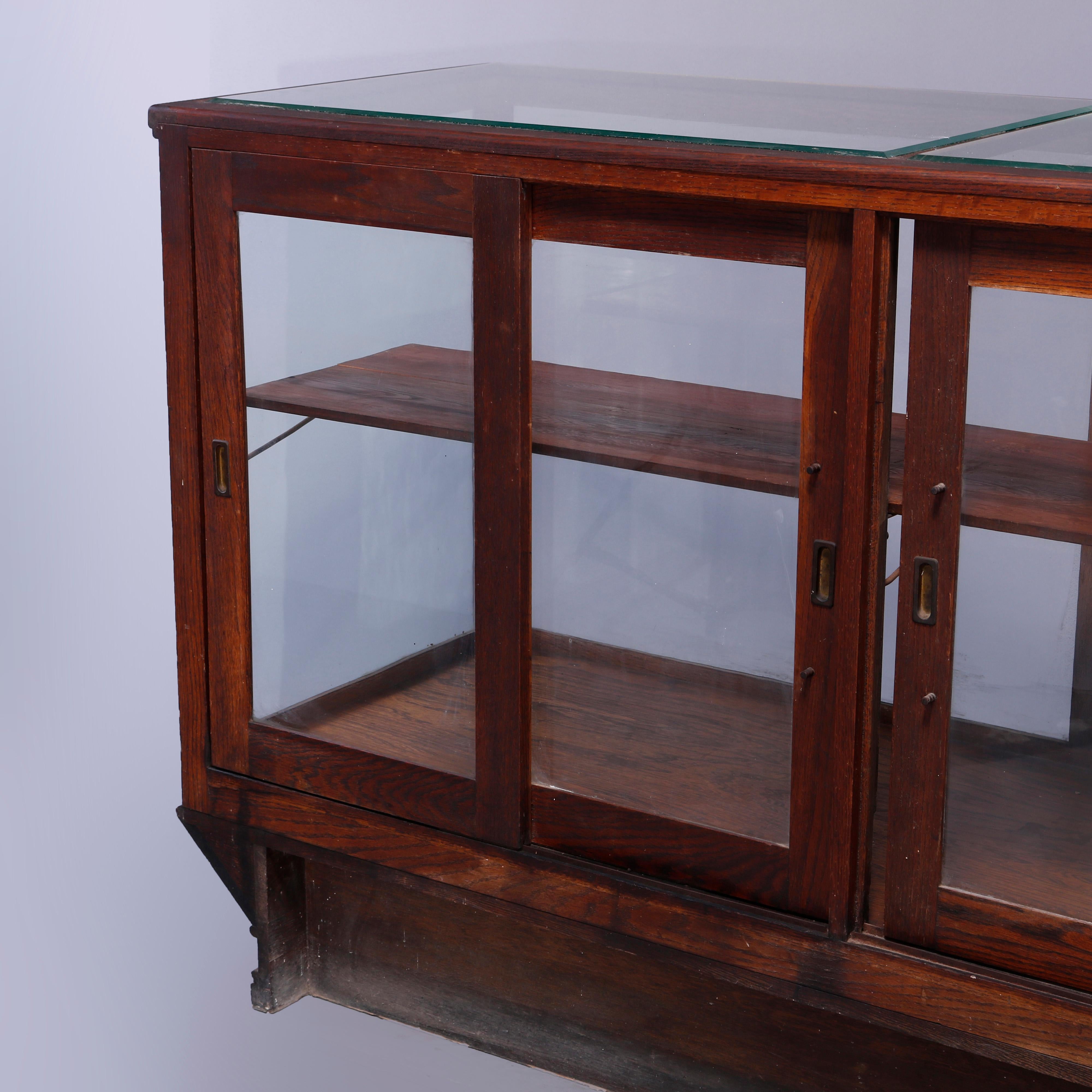 Antique Oak & Glass Country Store Counter Display Case, circa 1900 2