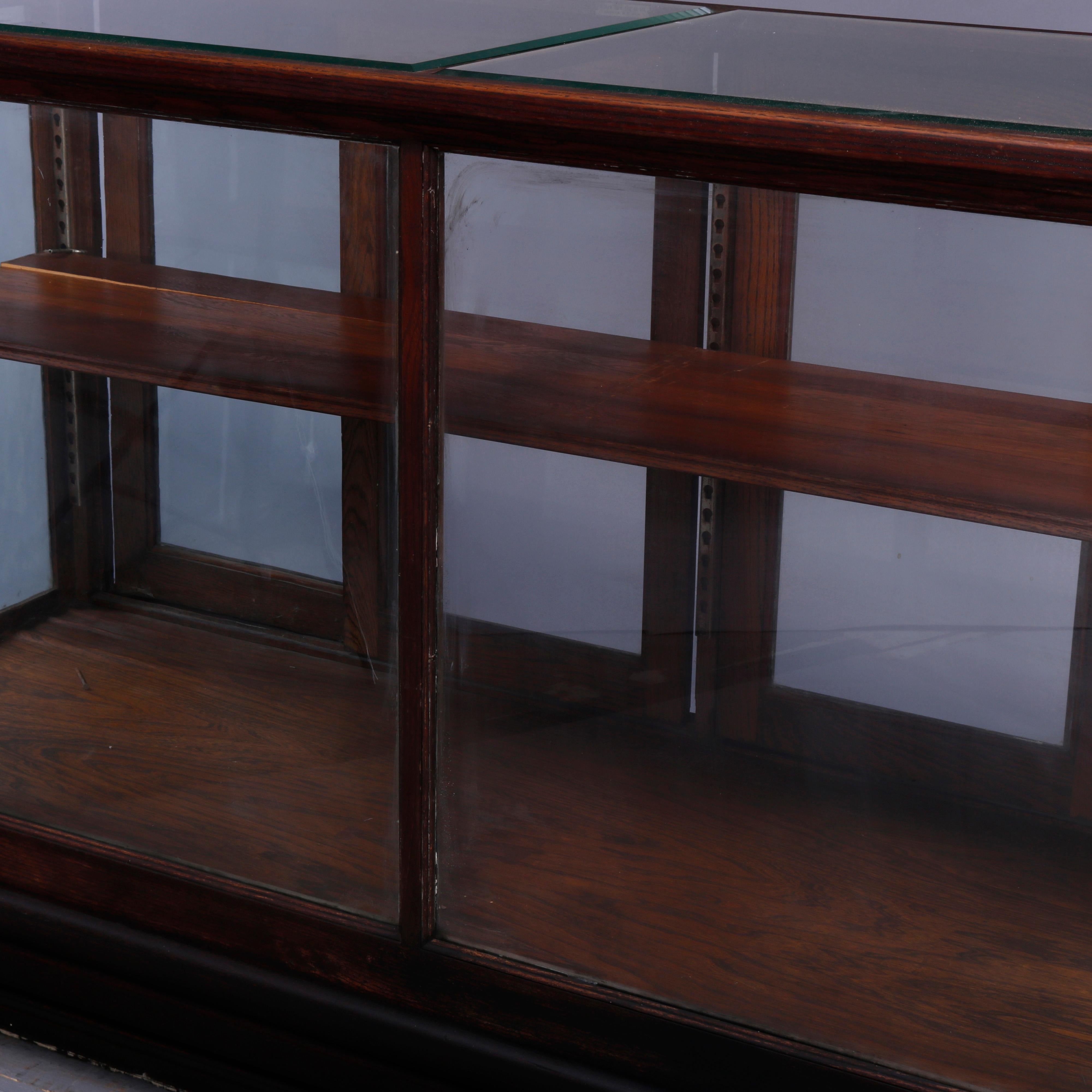 Antique Oak & Glass Country Store Counter Display Case, circa 1900 3