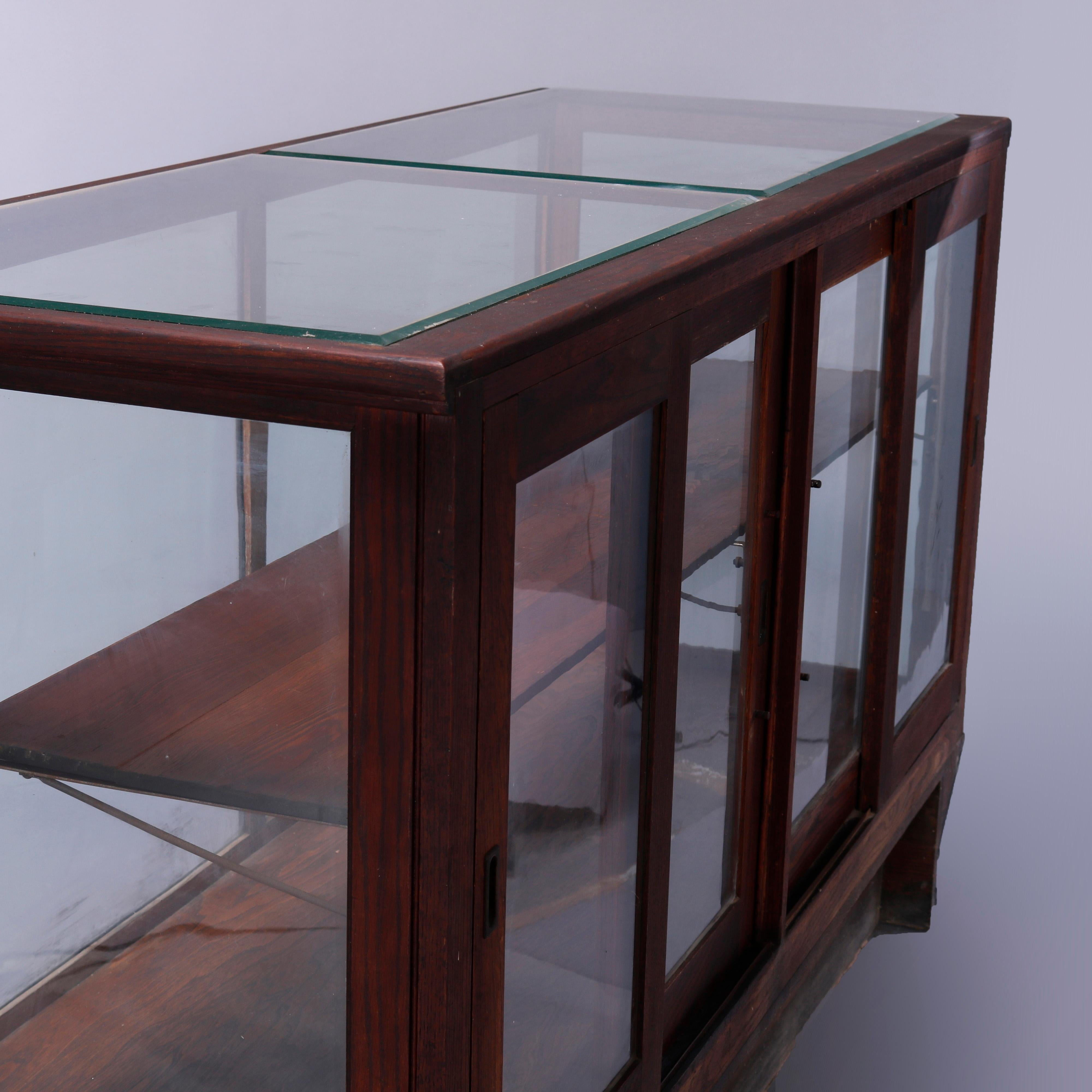 Antique Oak & Glass Country Store Counter Display Case, circa 1900 In Good Condition In Big Flats, NY