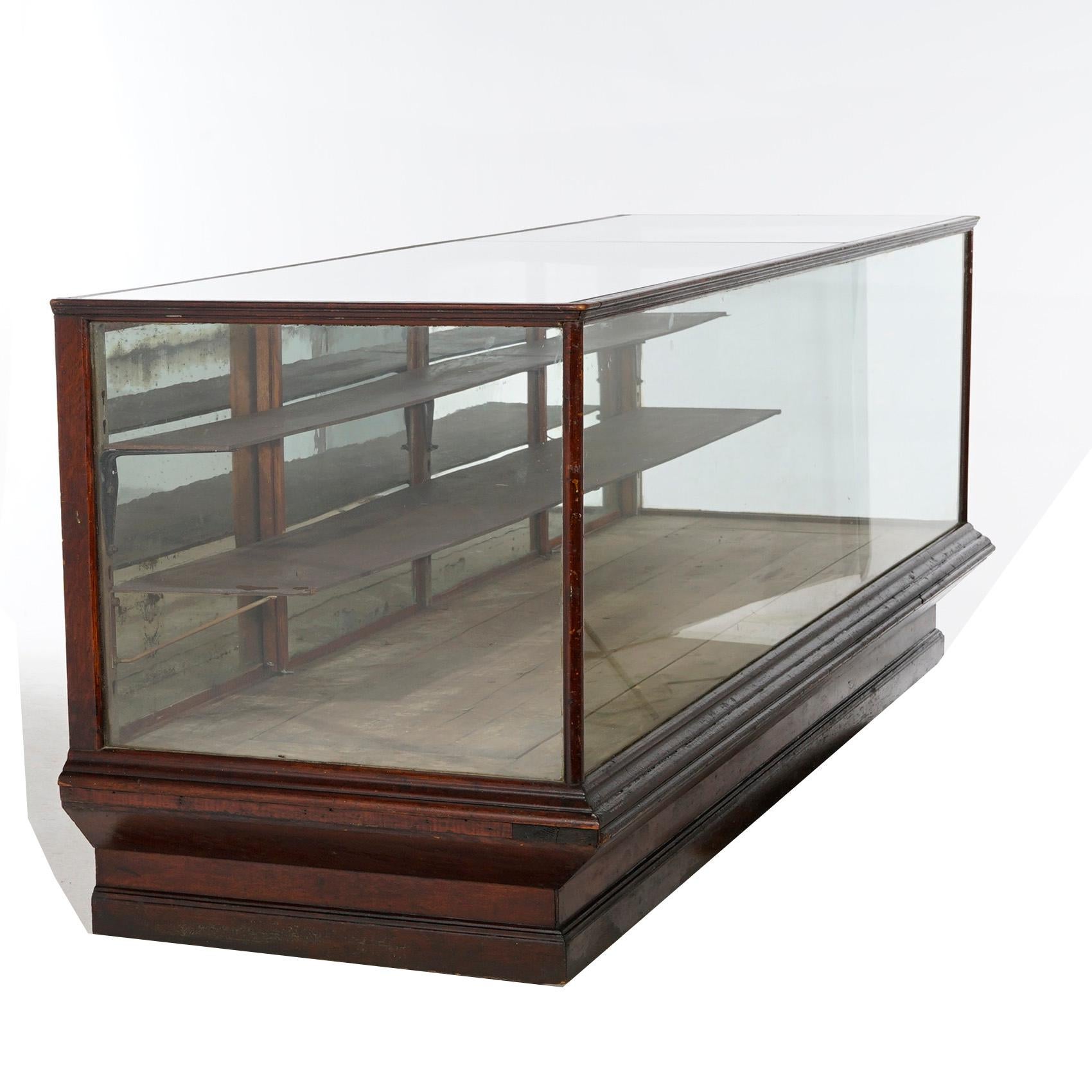 American Antique Oak & Glass Country Store Counter Showcase Display Cabinet, circa 1900
