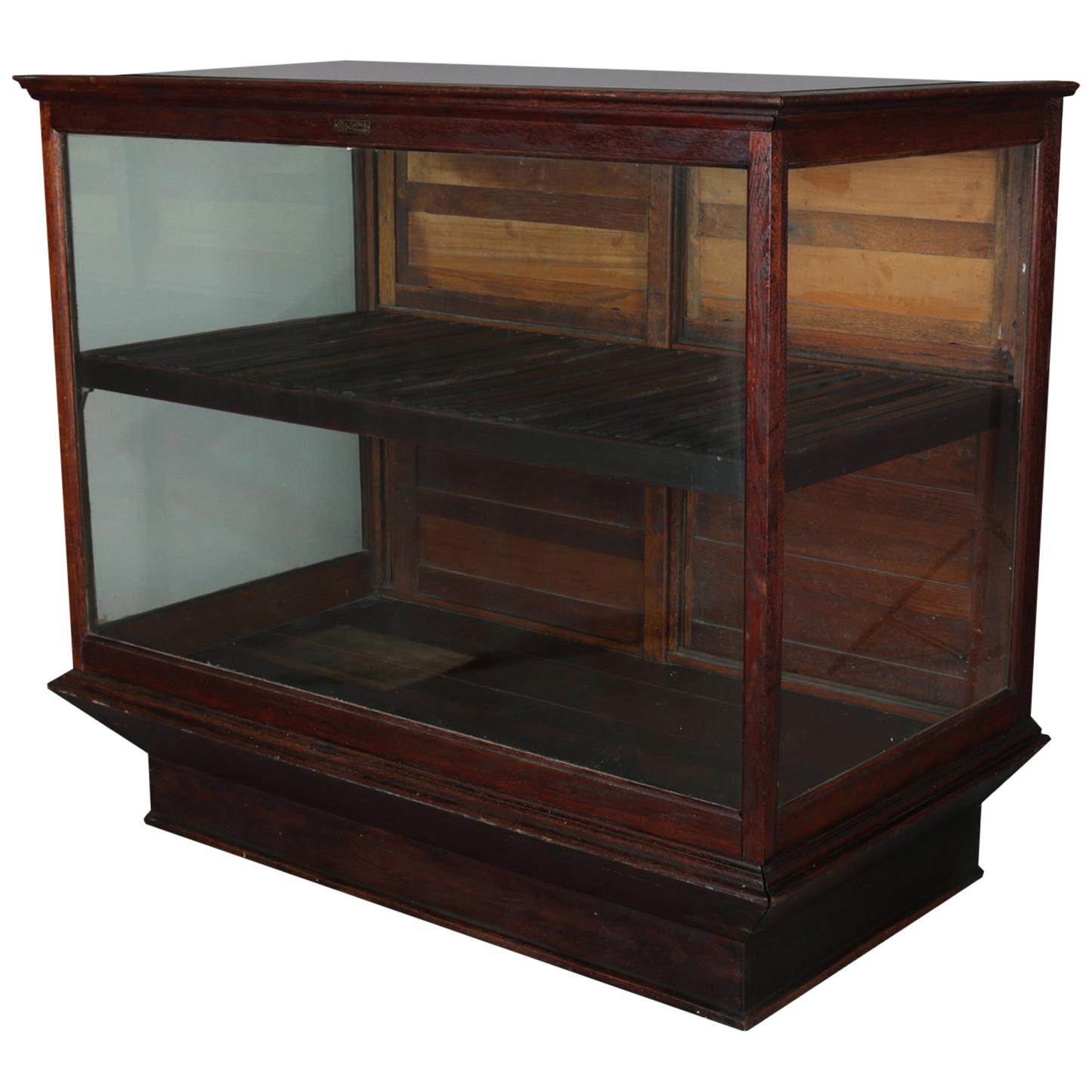 Antique Oak and Glass Country Store Display Cabinet by Sun Mfg. Co., circa 1900