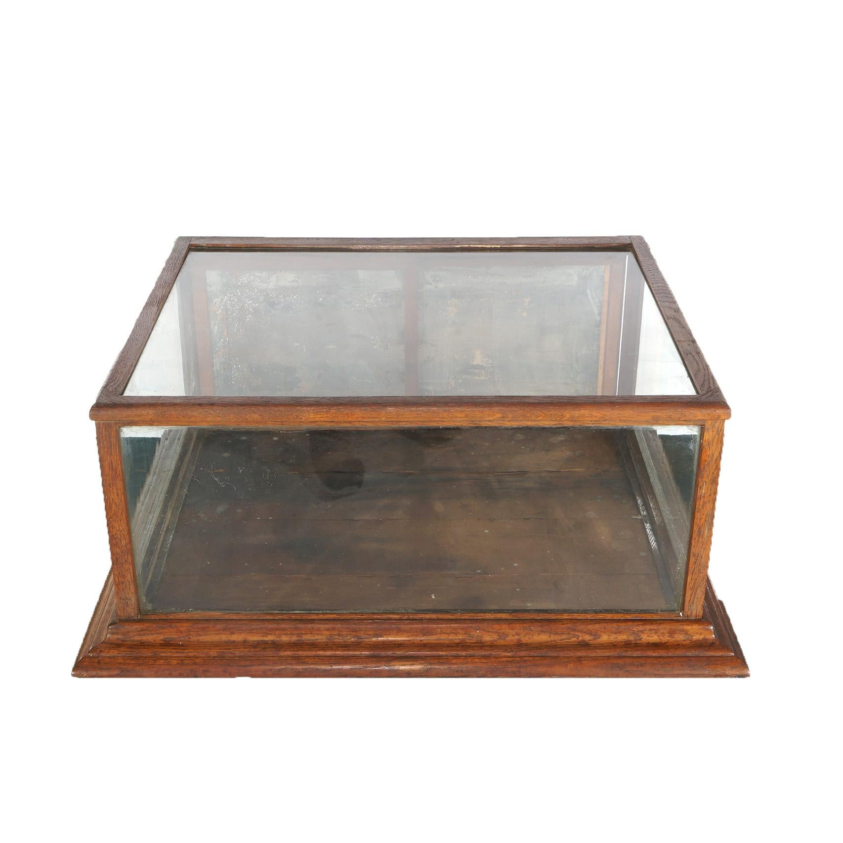 19th Century Antique Oak & Glass Country Store Table Top Display Case C1920