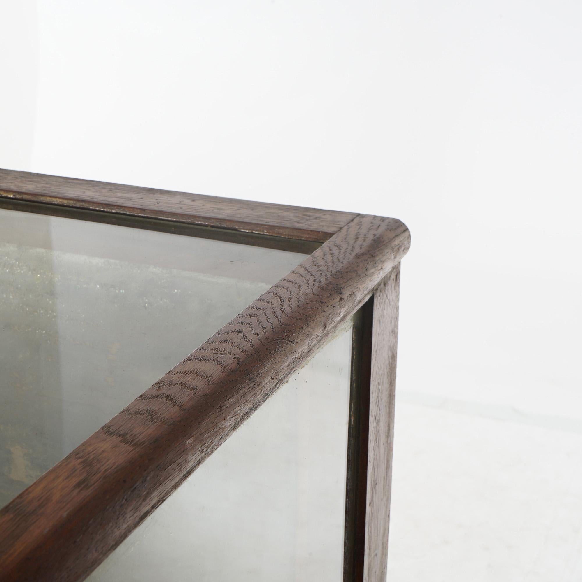 Antique Oak & Glass Country Store Table Top Display Case C1920 3