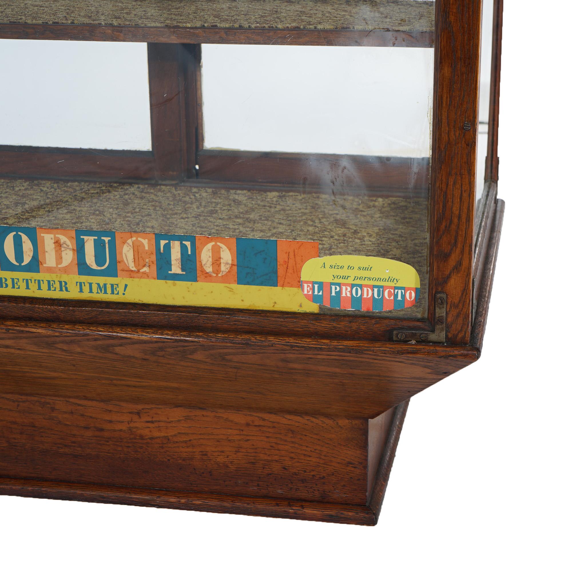 Antique Oak & Glass El Producto Country Store Cigar Display Case C1910 8