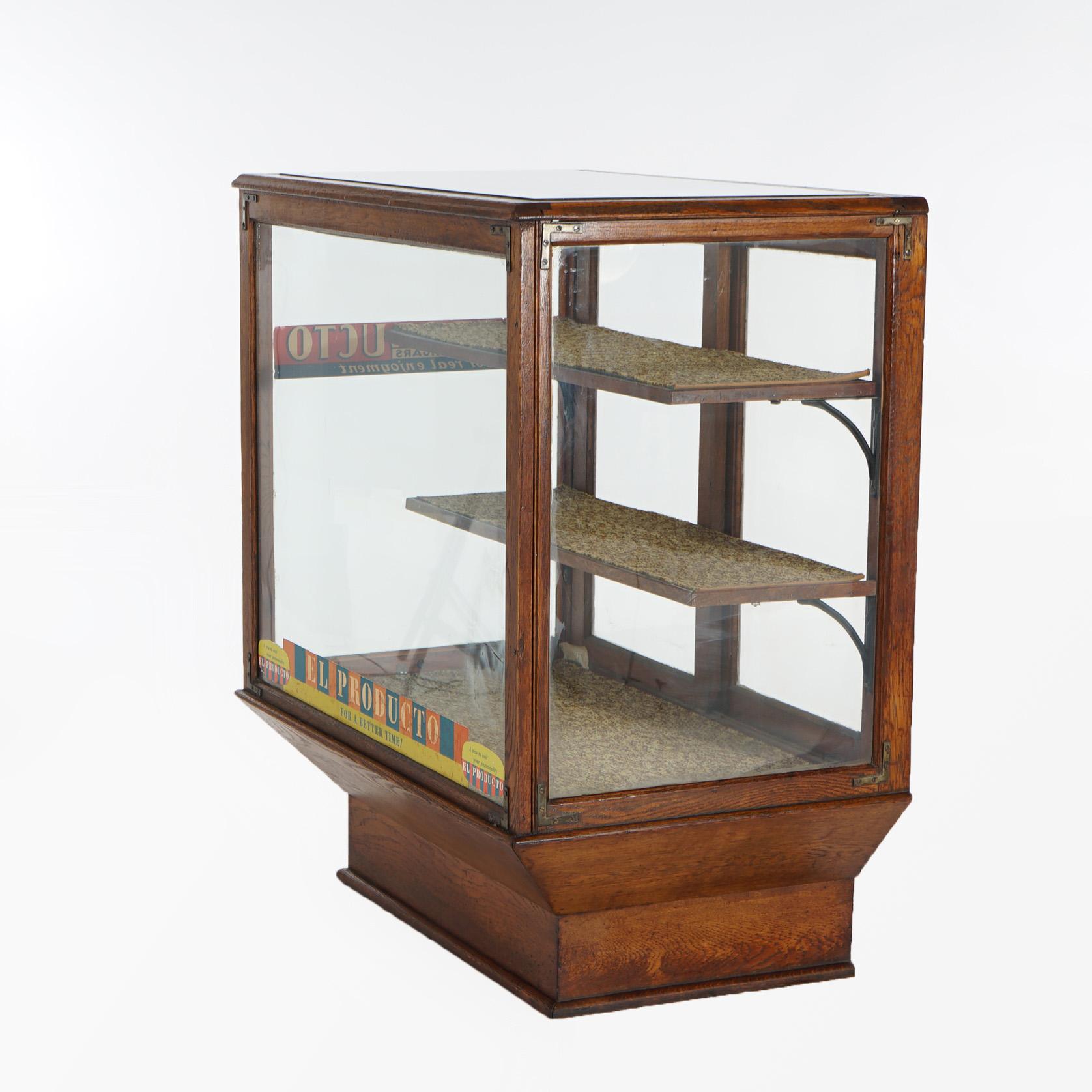 Antique Oak & Glass El Producto Country Store Cigar Display Case C1910 2